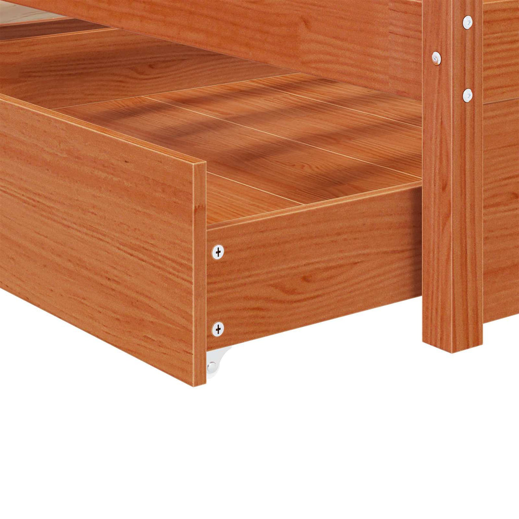 Bettrahmen mit Schubladen 3 pcs Wachsbraun Kiefernholz