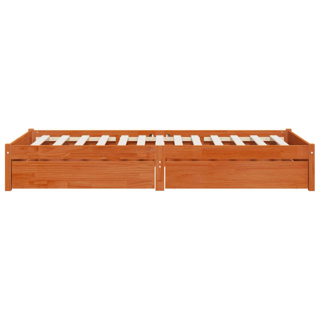 Bettrahmen mit Schubladen 3 pcs Wachsbraun Kiefernholz