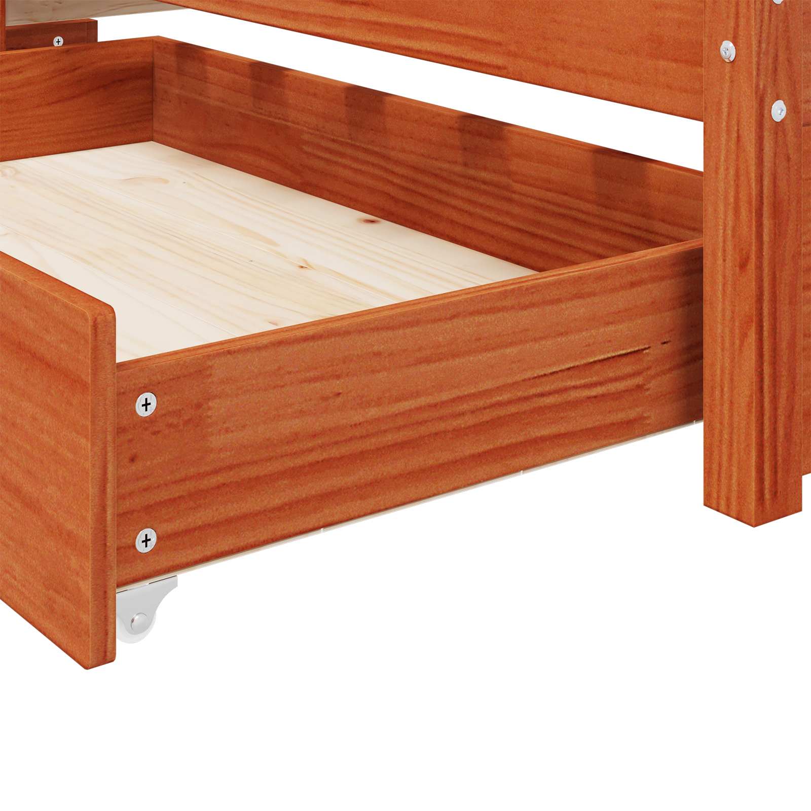 Bettrahmen mit Schubladen Wachsbraun Massivholz Kiefer