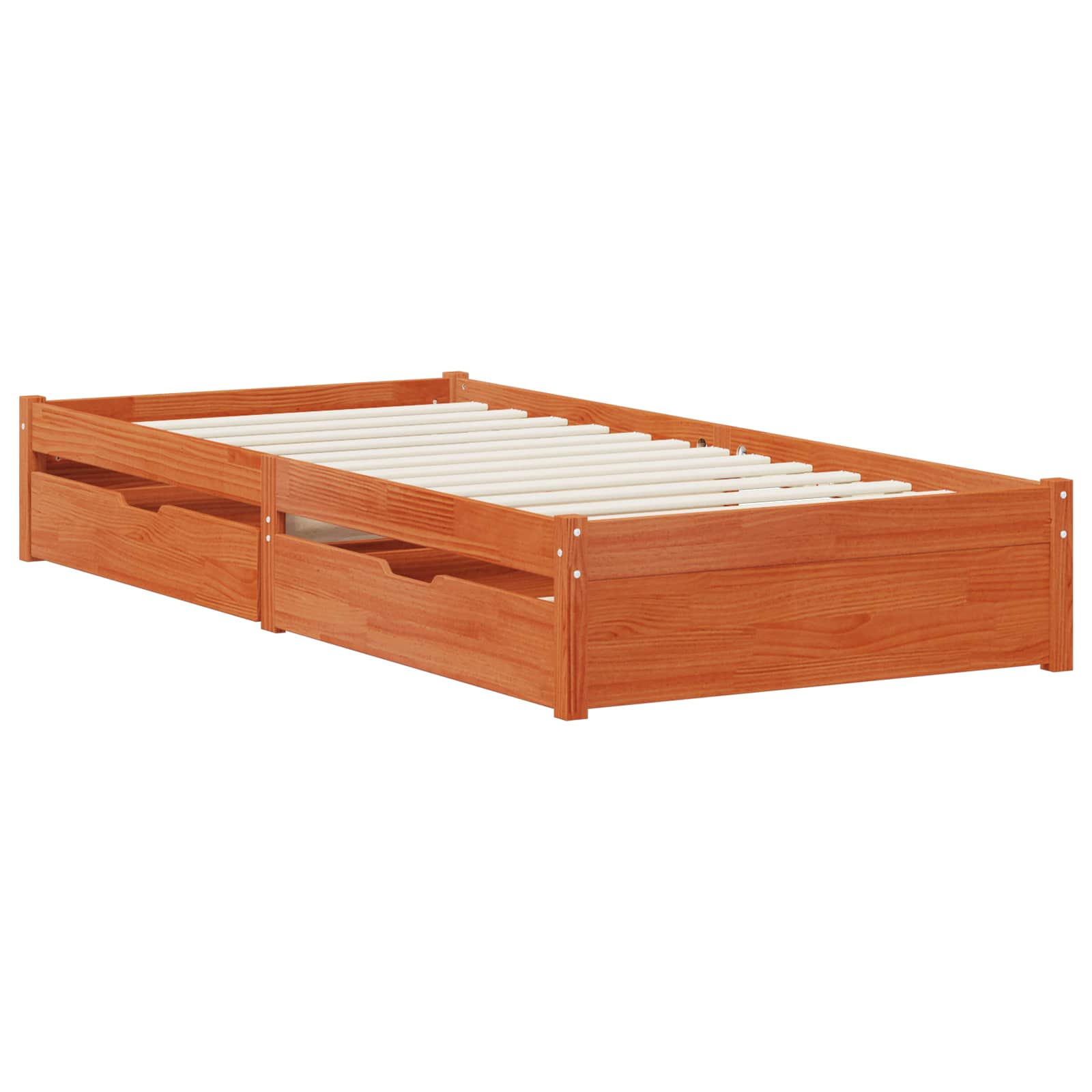 Bettrahmen mit Schubladen Wachsbraun Massivholz Kiefer