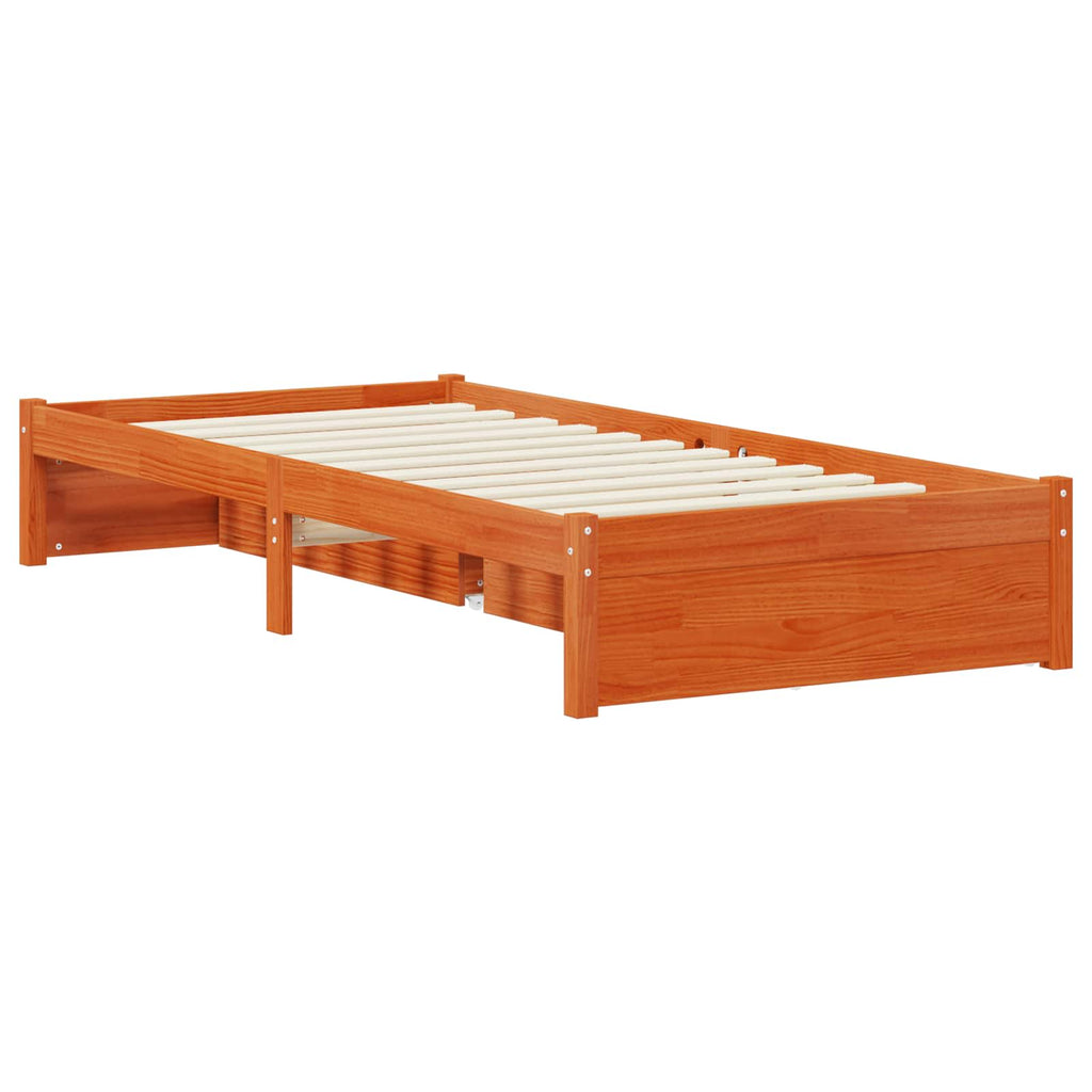 Bettrahmen mit Schubladen Wachsbraun Massivholz Kiefer
