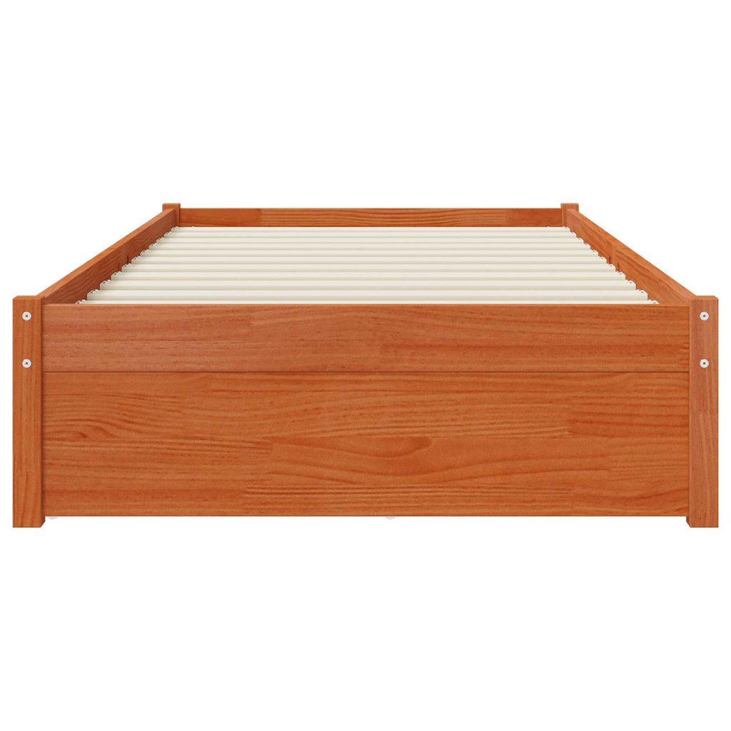 Bettrahmen mit Schubladen Wachsbraun Massivholz Kiefer