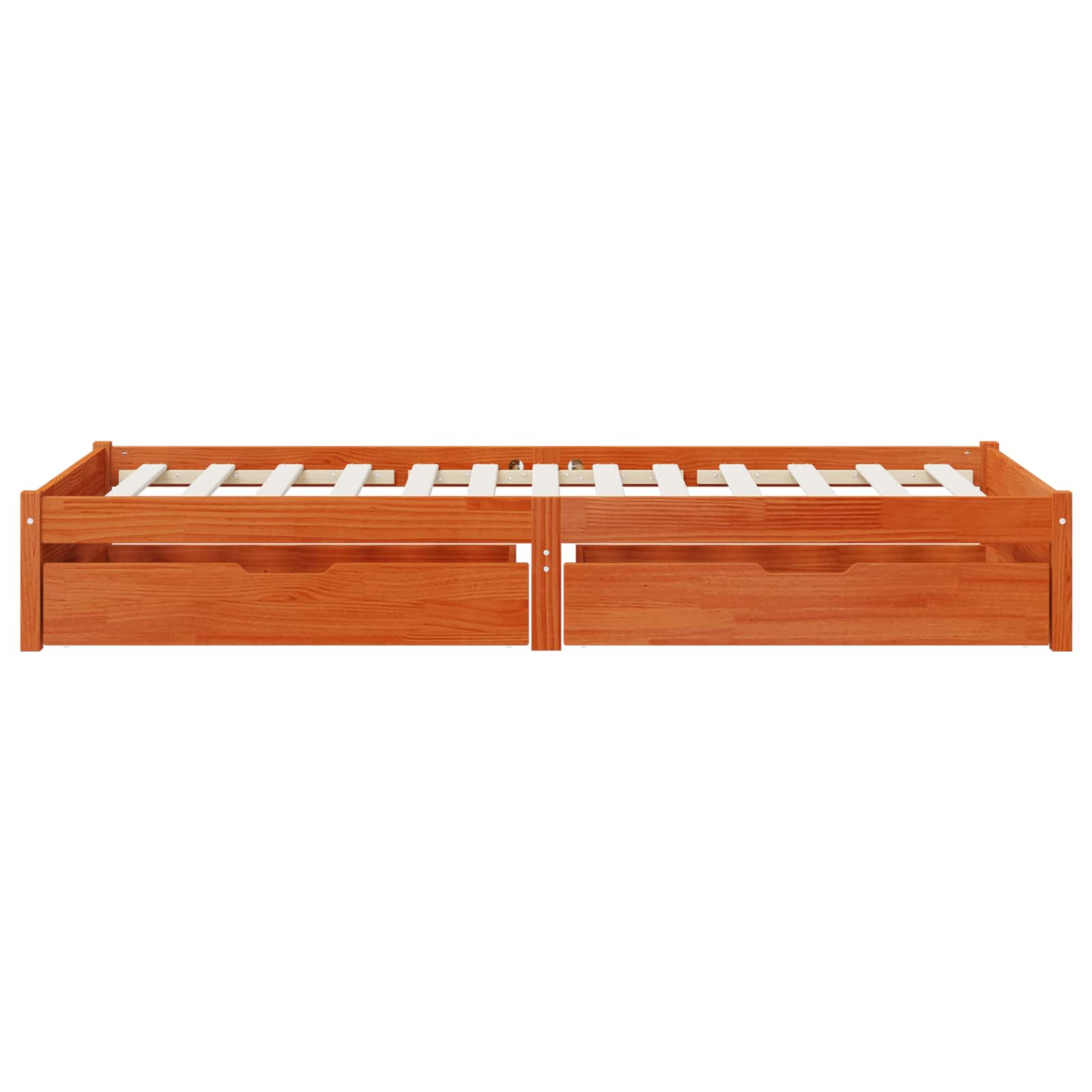 Bettrahmen mit Schubladen Wachsbraun Massivholz Kiefer