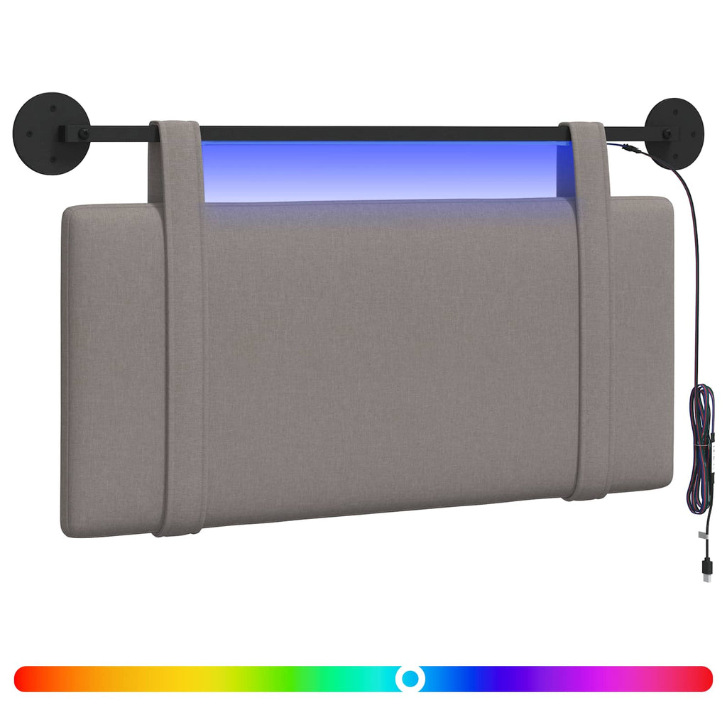 Hängendes Kopfteil Mit LED Licht Taupe Stoff