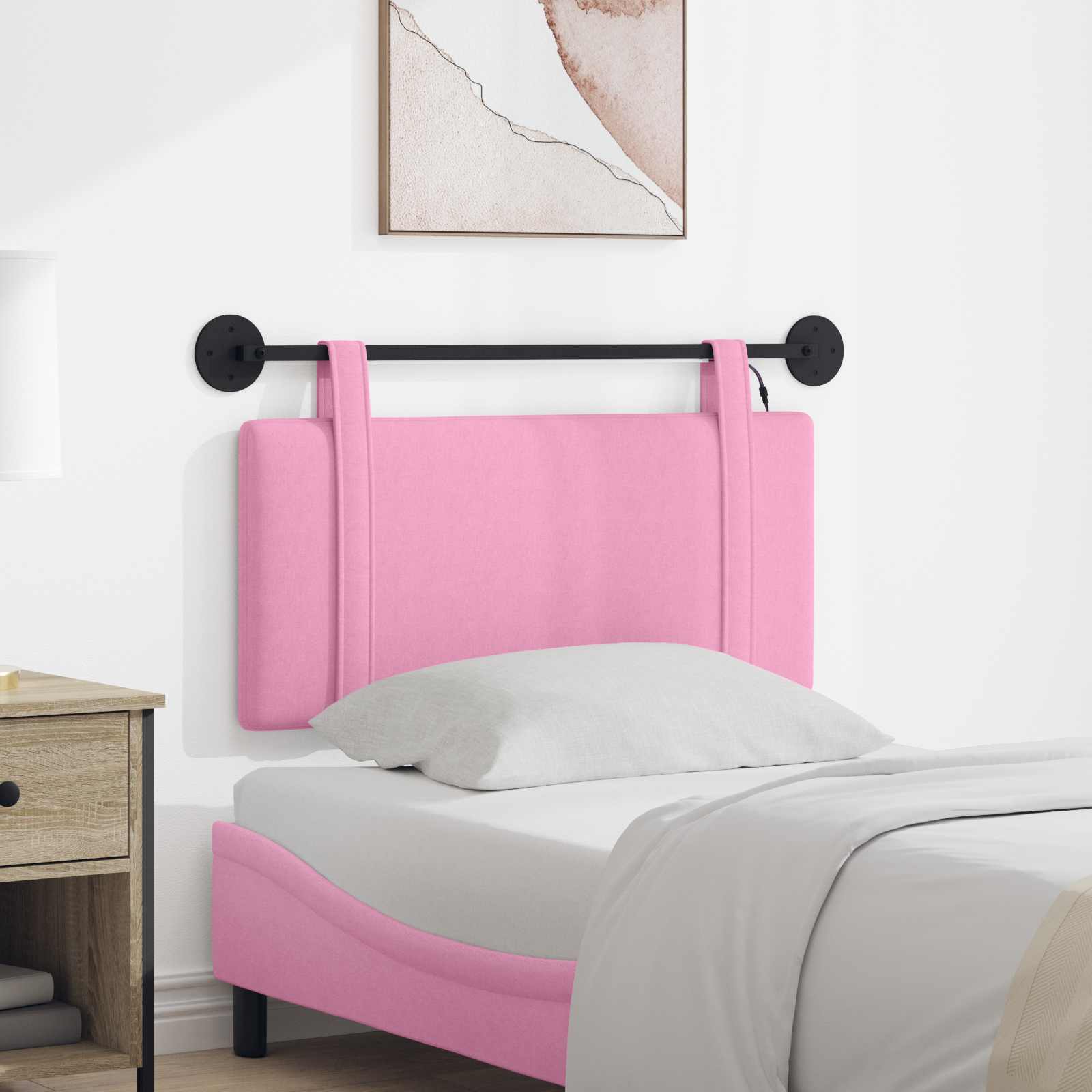 Hängendes Kopfteil Mit LED Licht Rosa Stoff