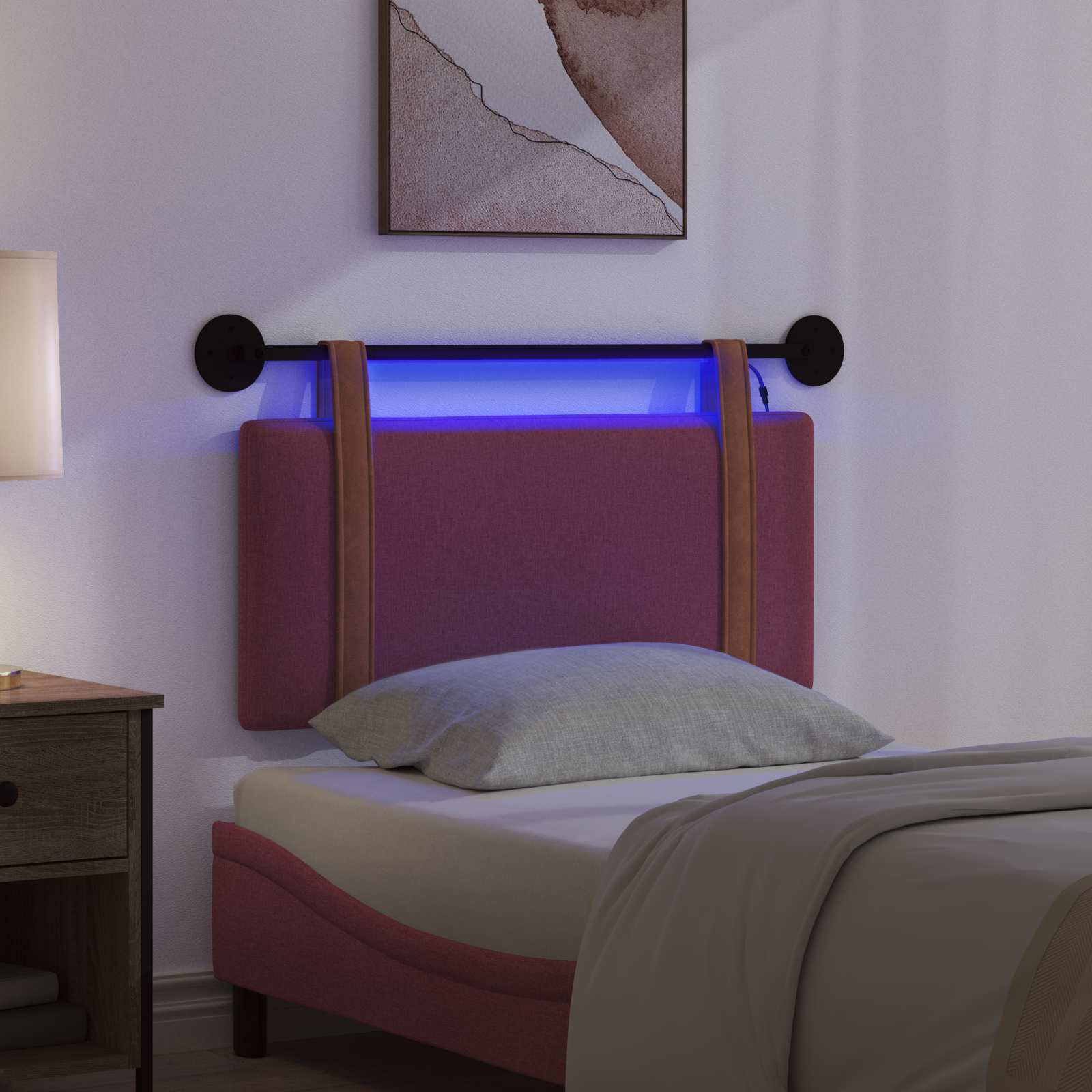 Hängendes Kopfteil Mit LED Licht Weinrot Antikes PU
