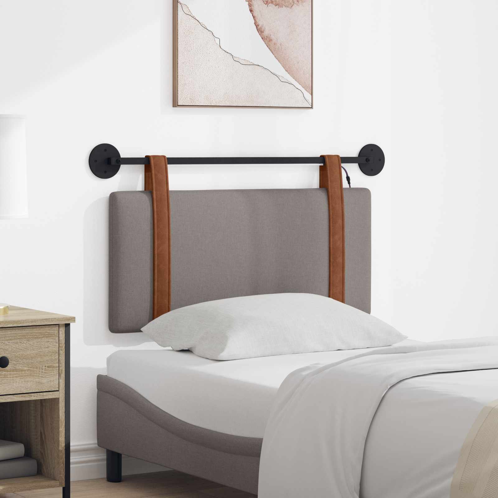 Hängendes Kopfteil Mit LED Licht Taupe Antikes PU