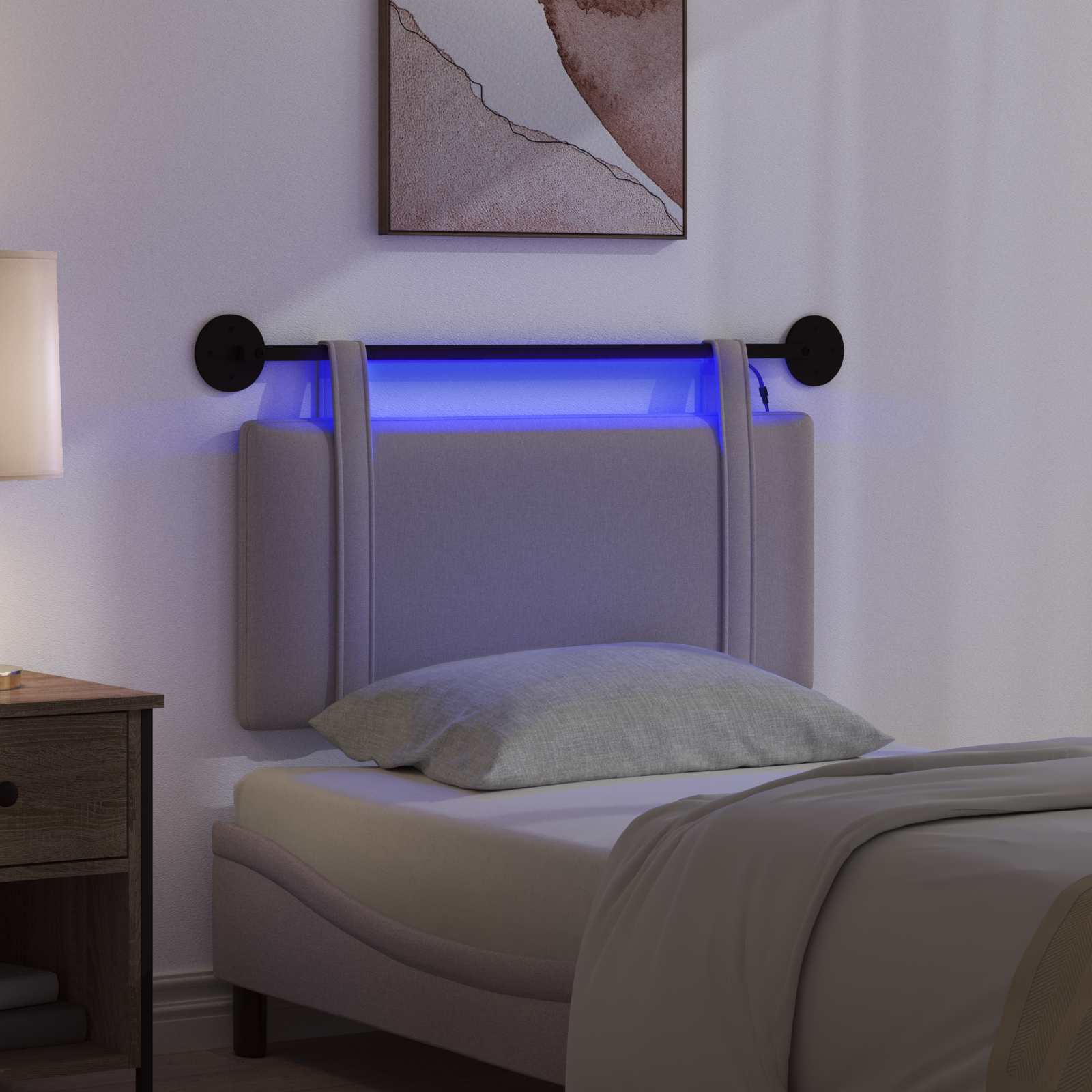Hängendes Kopfteil Mit LED Licht Taupe Stoff