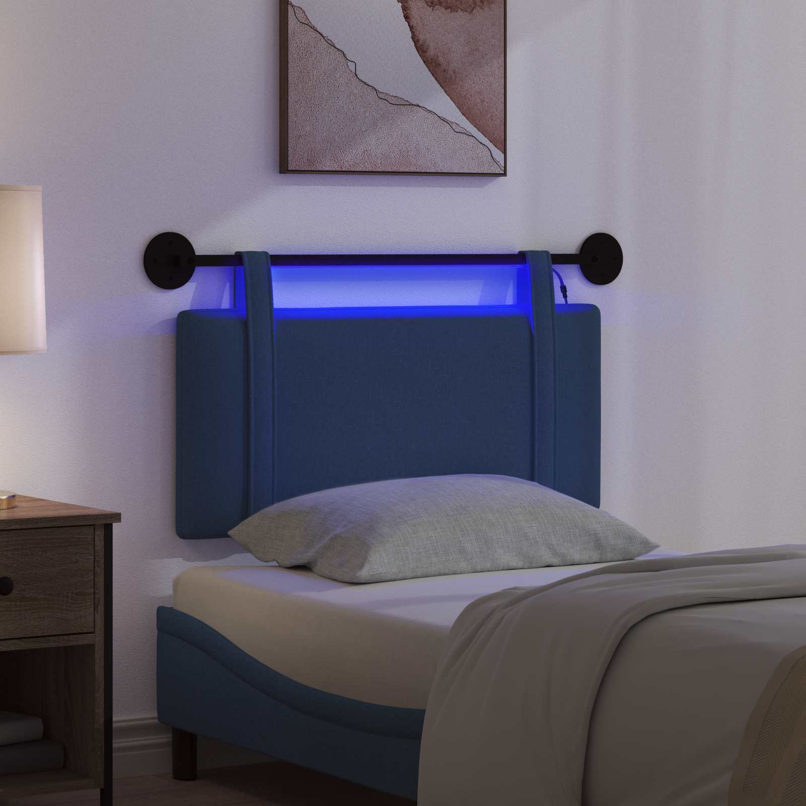 Hängendes Kopfteil Mit LED Licht Blau Stoff