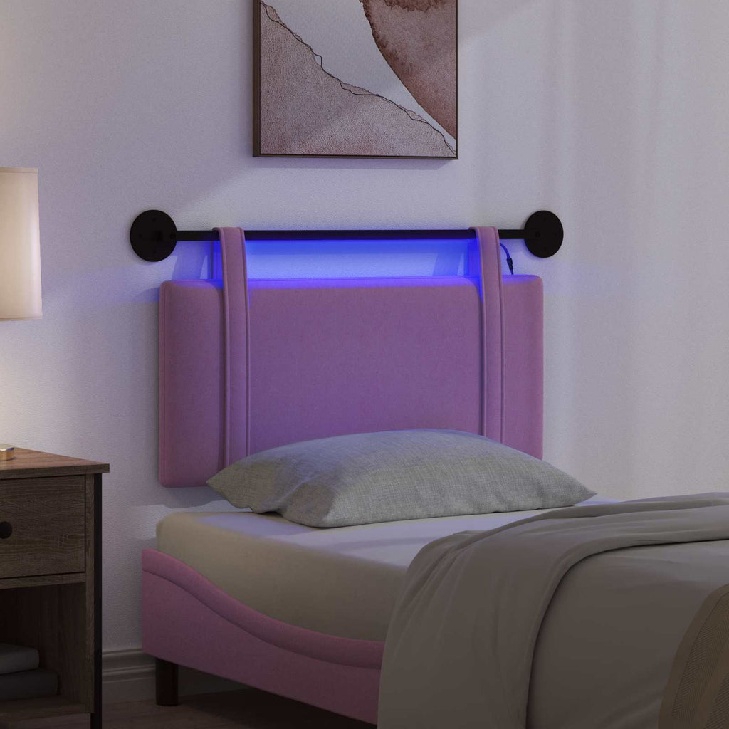 Hängendes Kopfteil Mit LED Licht Rosa Stoff