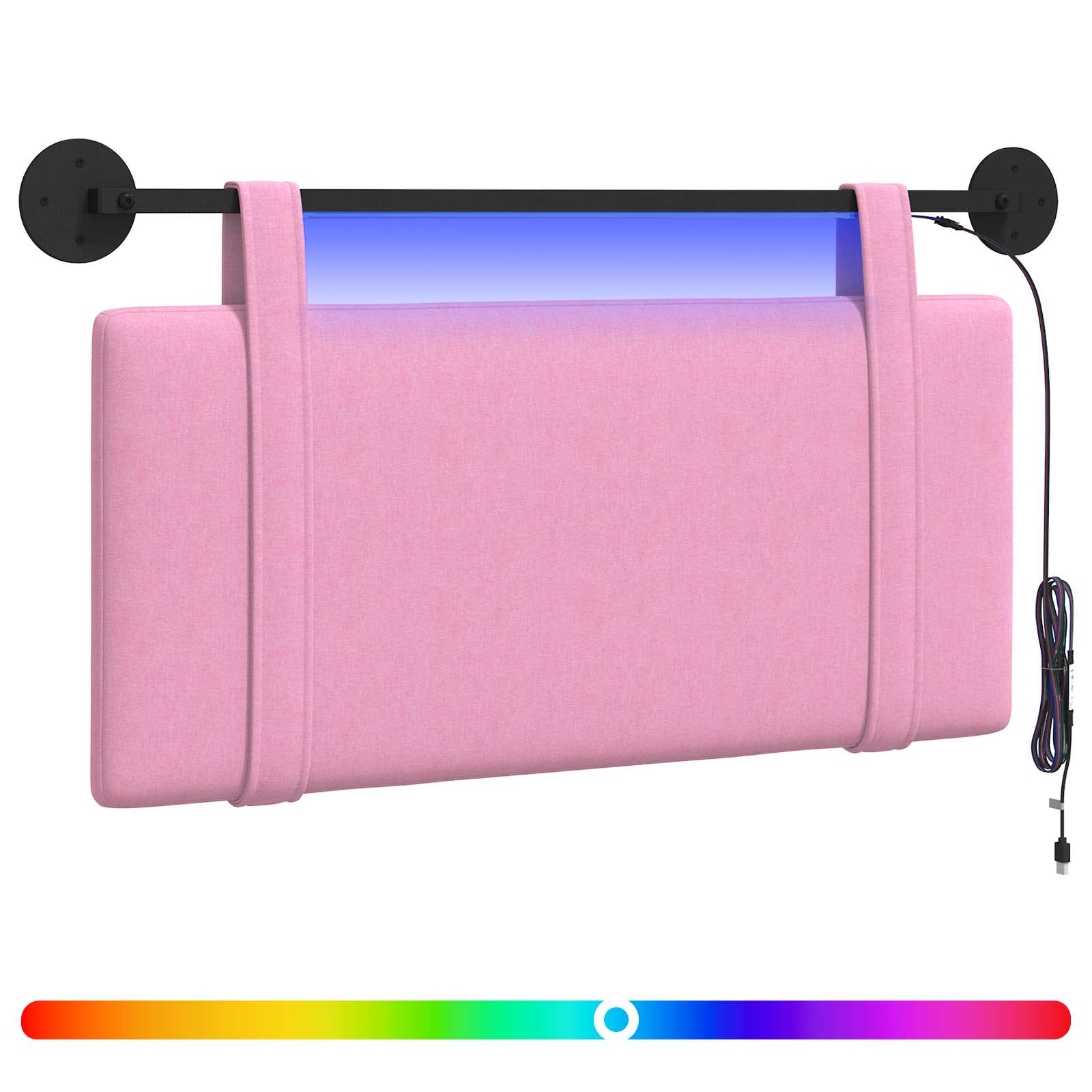 Hängendes Kopfteil Mit LED Licht Rosa Stoff