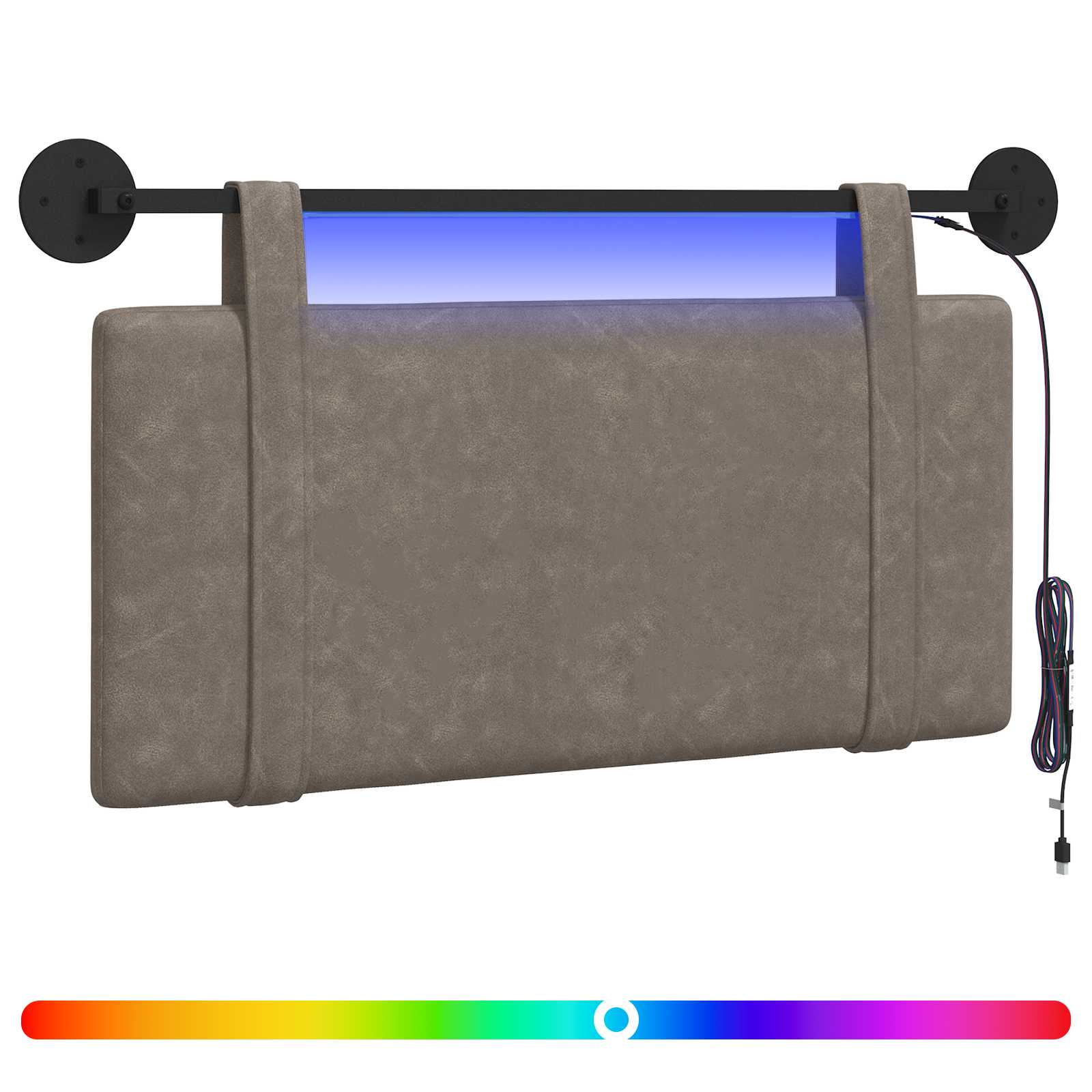 Hängendes Kopfteil Mit LED Licht Grau Antikes PU