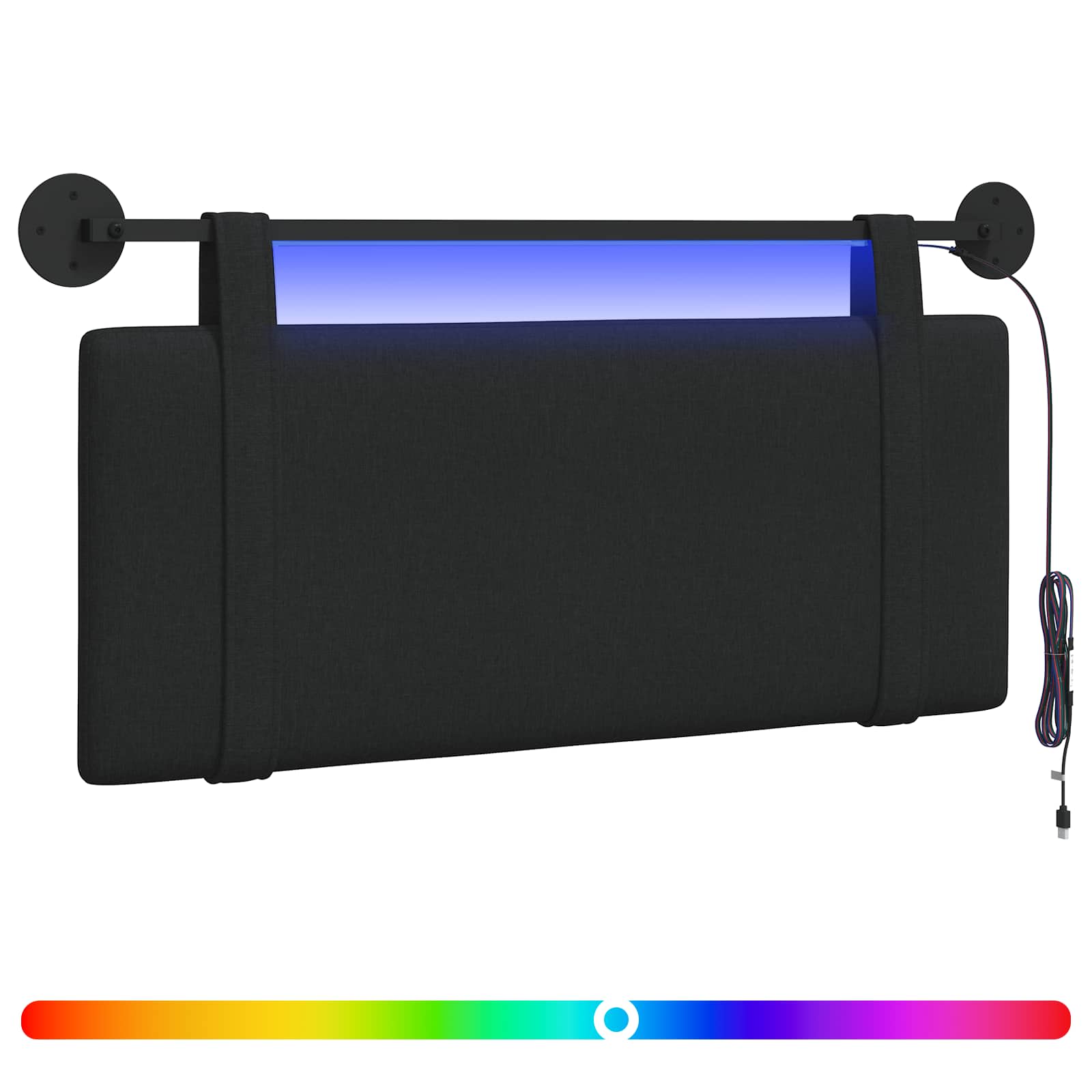 Hängendes Kopfteil Mit LED Licht Schwarz Stoff