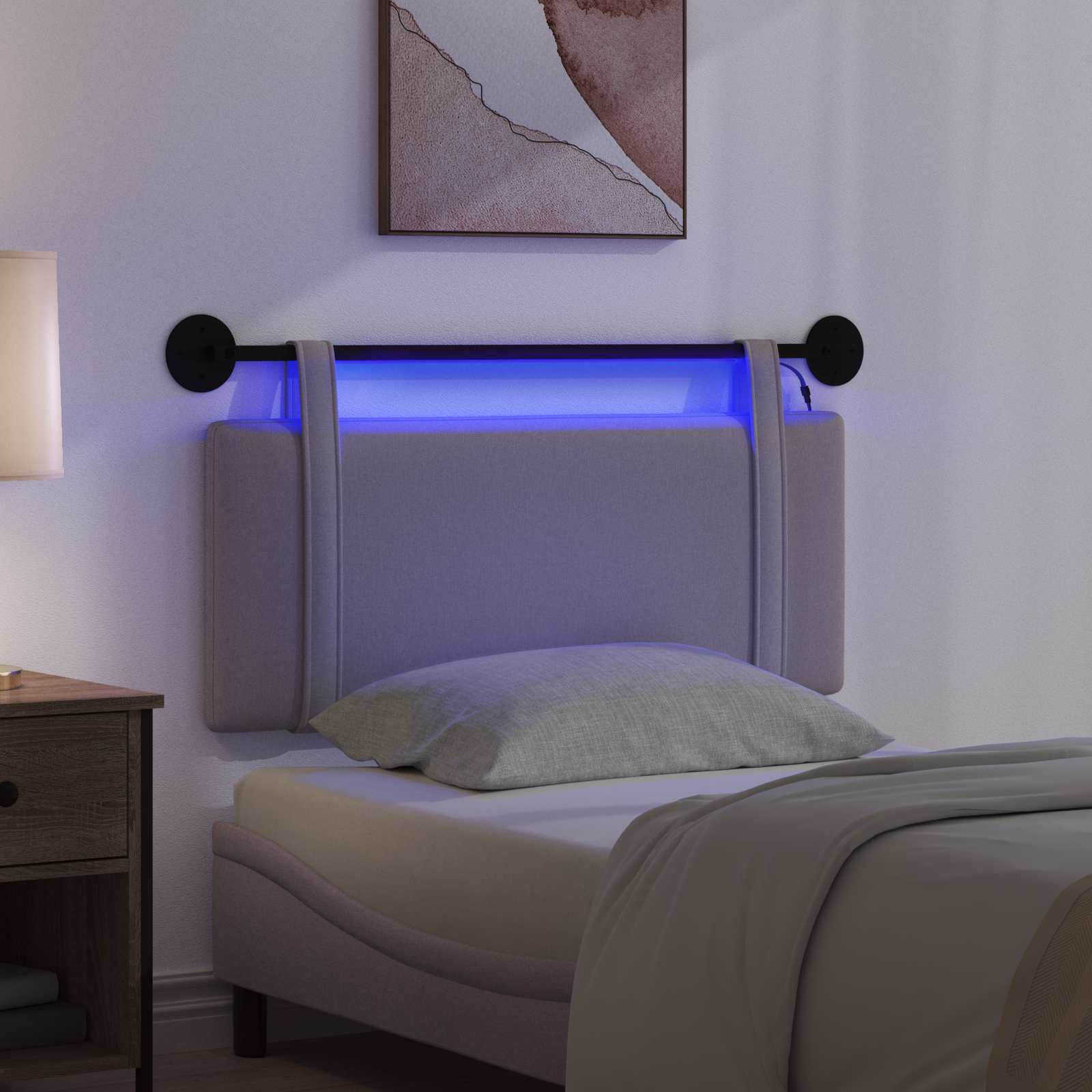 Hängendes Kopfteil Mit LED Licht Taupe Stoff