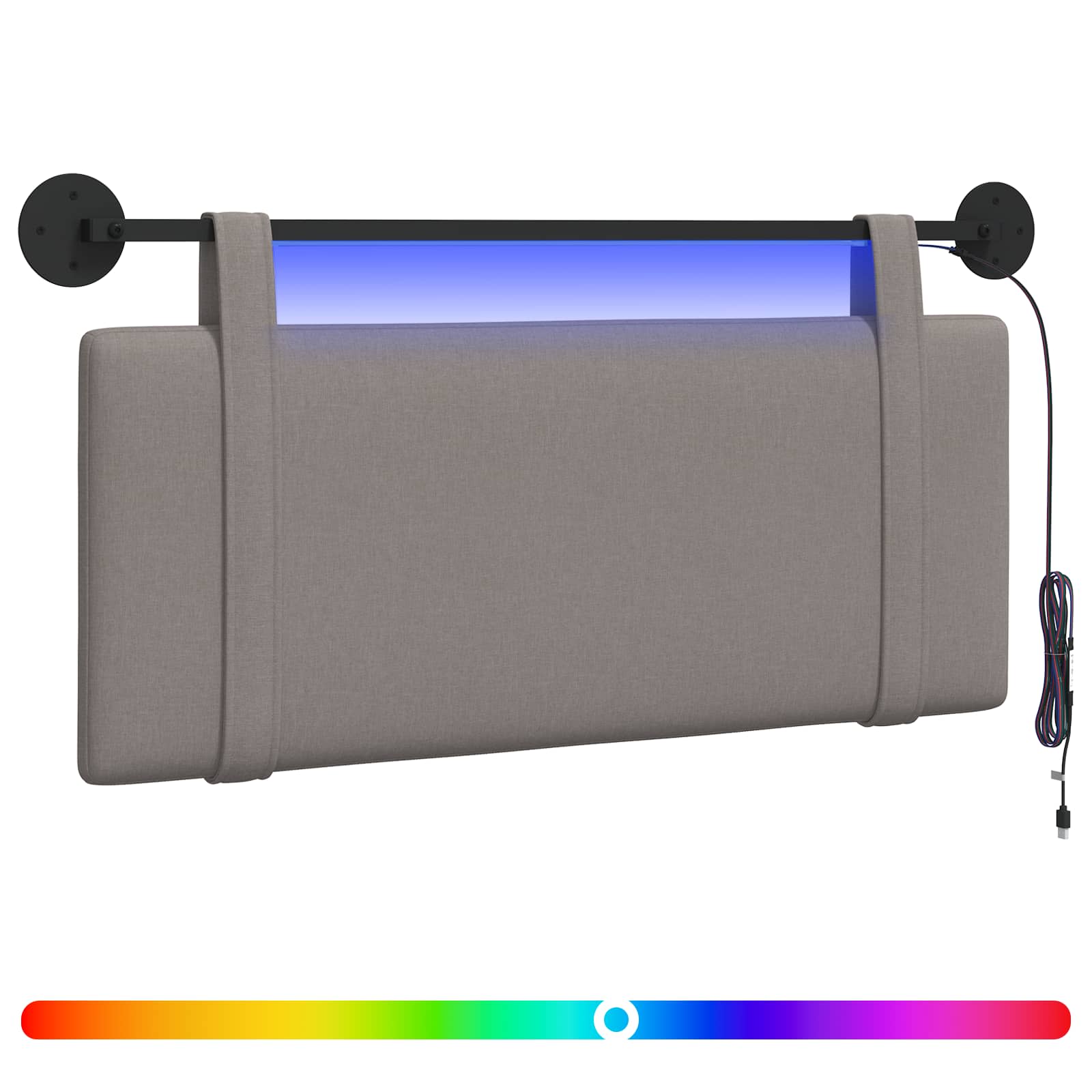 Hängendes Kopfteil Mit LED Licht Taupe Stoff