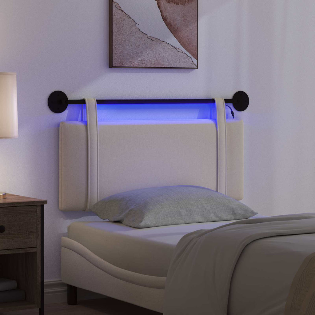 Hängendes Kopfteil Mit LED Licht Creme Stoff