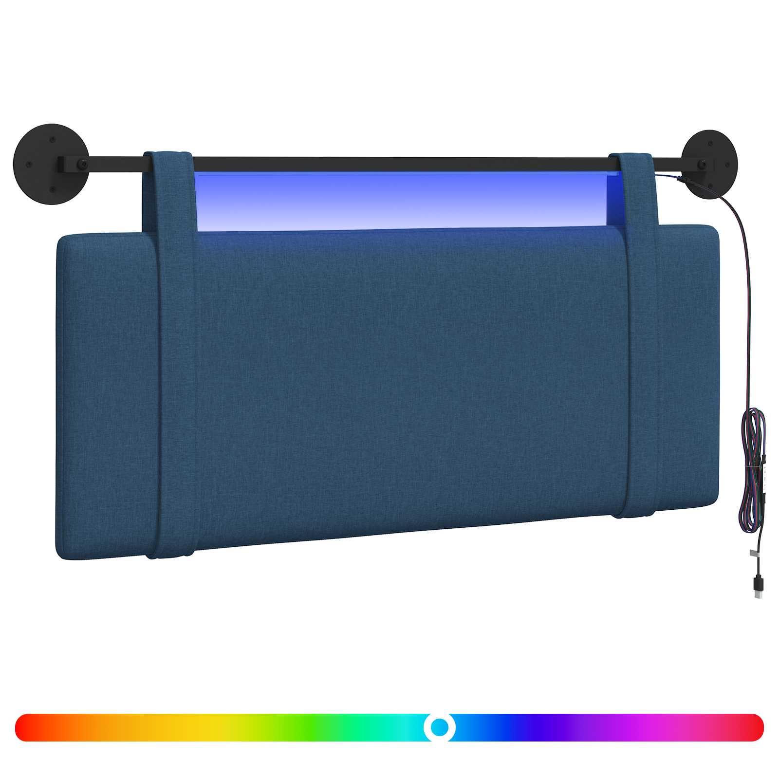 Hängendes Kopfteil Mit LED Licht Blau Stoff