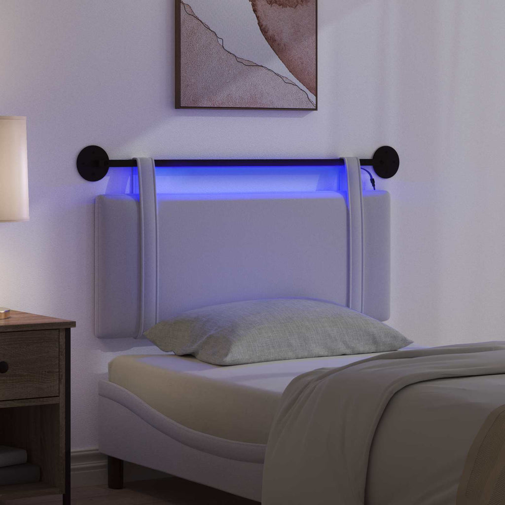 Hängendes Kopfteil Mit LED Licht Weiß Stoff