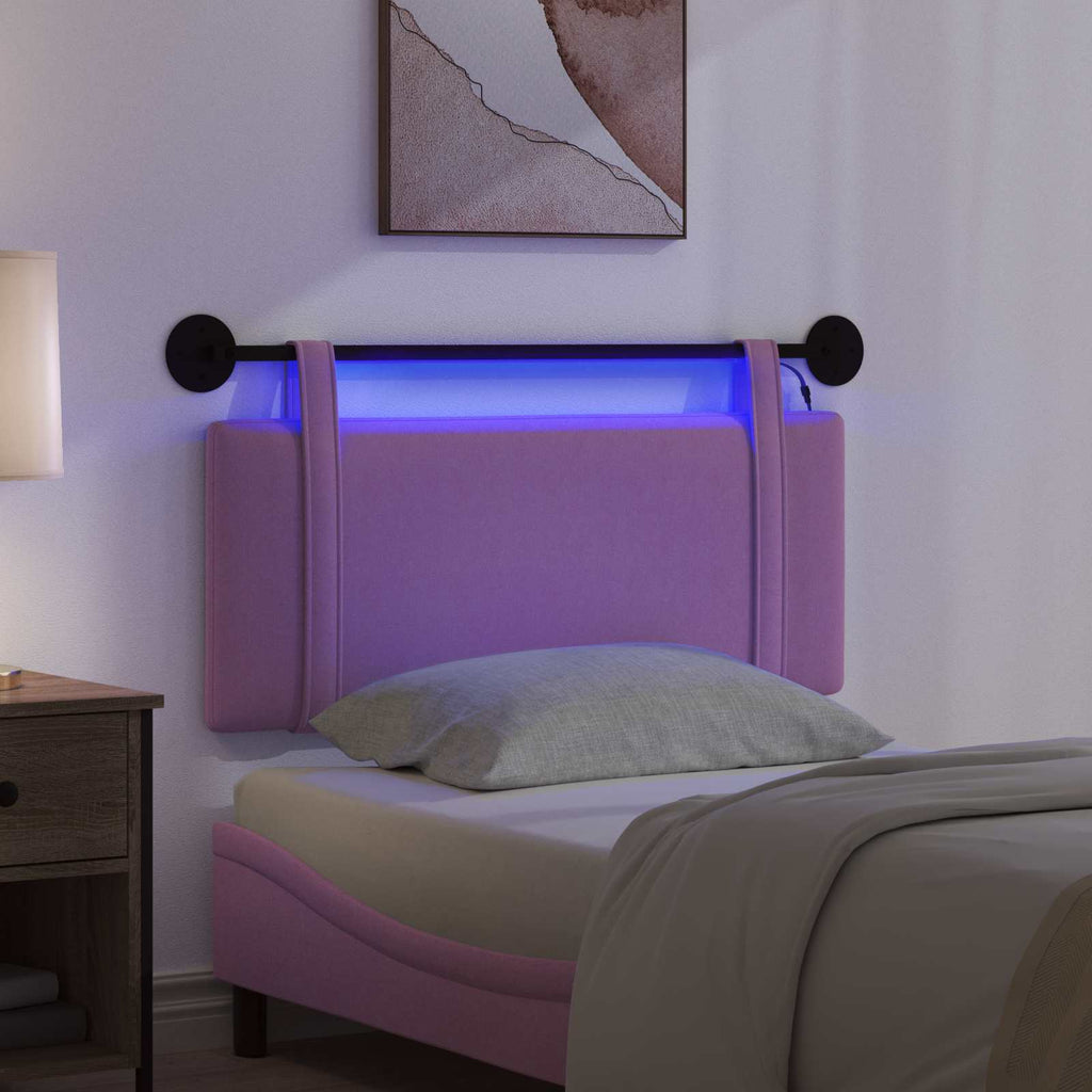 Hängendes Kopfteil Mit LED Licht Rosa Stoff