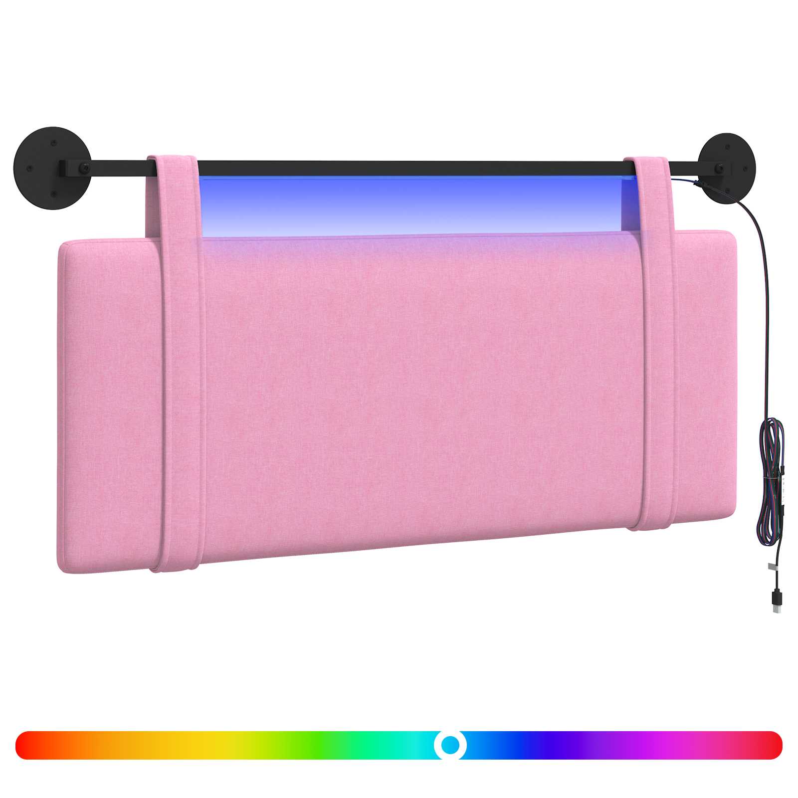 Hängendes Kopfteil Mit LED Licht Rosa Stoff
