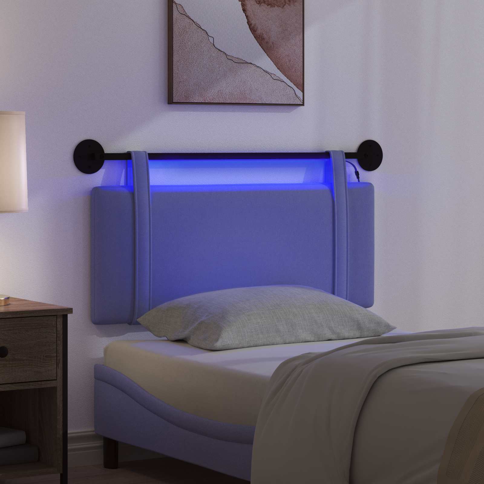 Hängendes Kopfteil Mit LED Licht Jeans blau Stoff