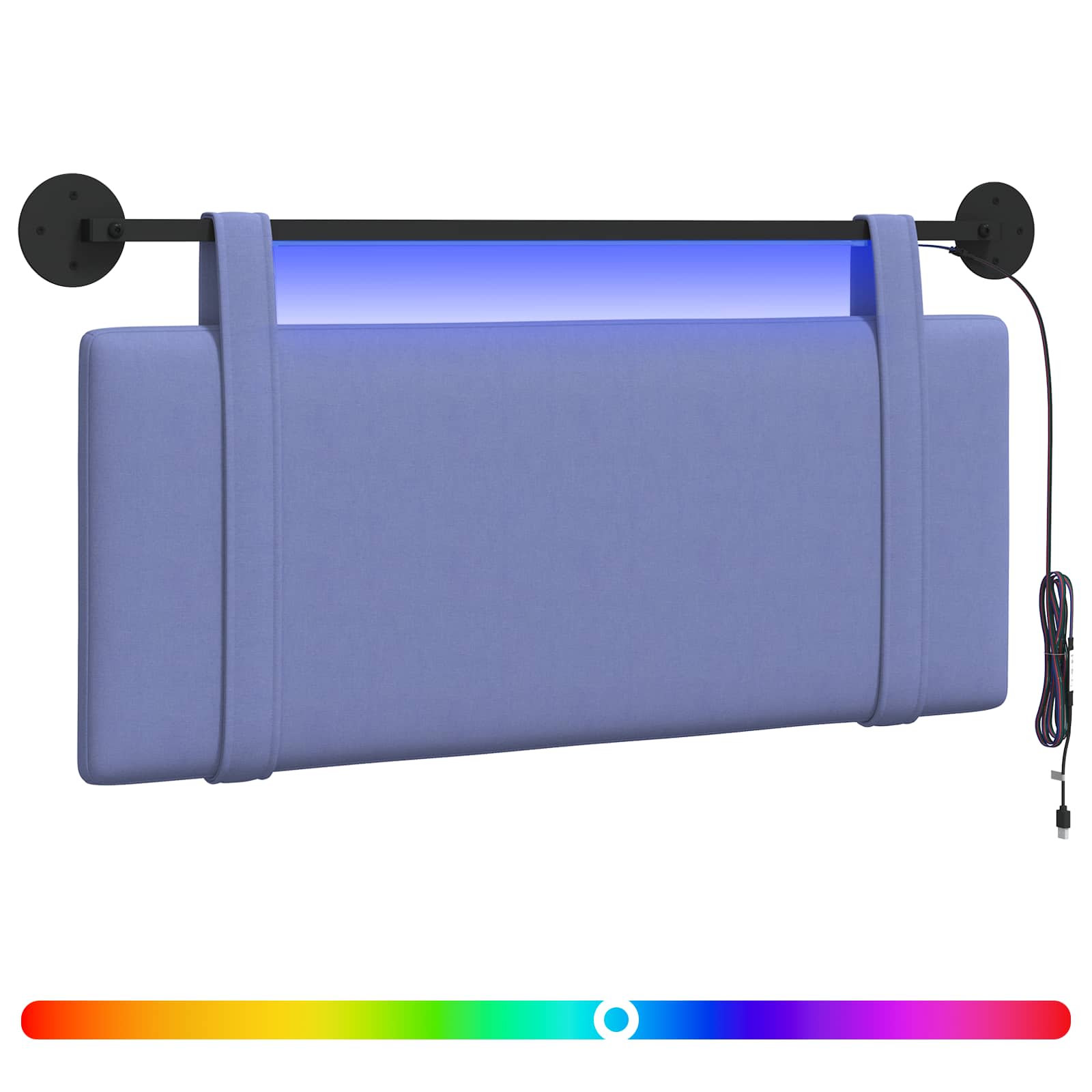 Hängendes Kopfteil Mit LED Licht Jeans blau Stoff