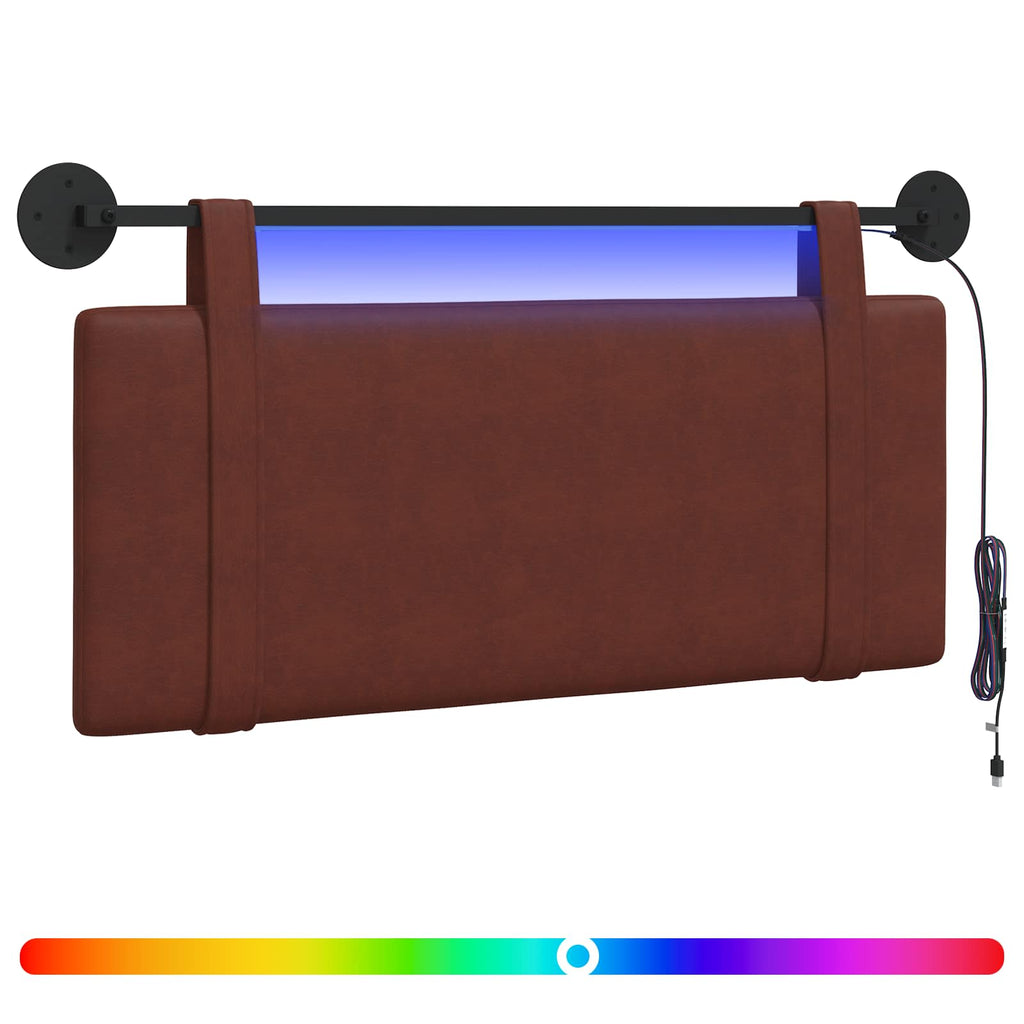 Hängendes Kopfteil Mit LED Licht Glänzendes Braun Antikes PU