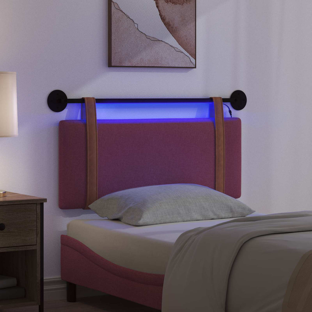 Hängendes Kopfteil Mit LED Licht Weinrot Antikes PU