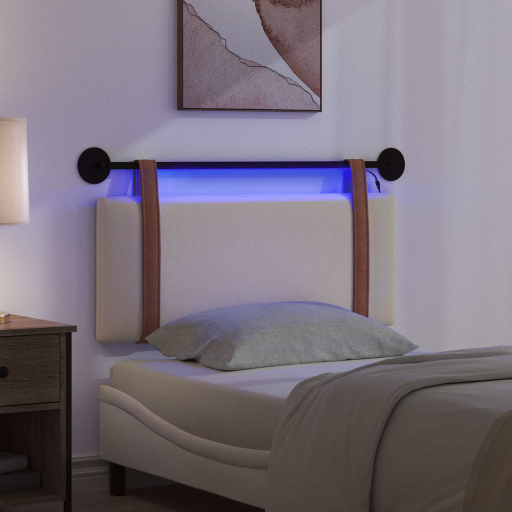 Hängendes Kopfteil Mit LED Licht Creme Antikes PU