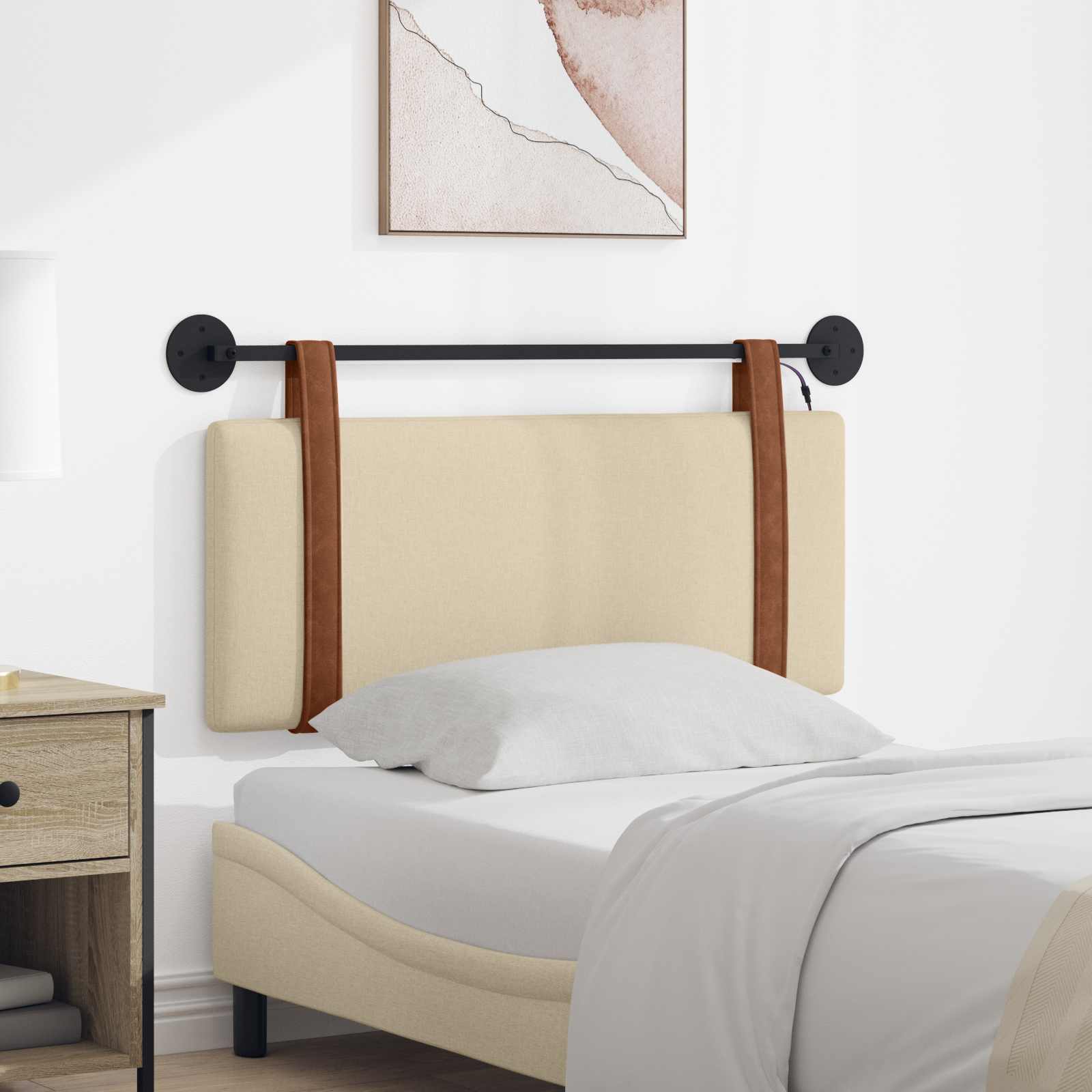 Hängendes Kopfteil Mit LED Licht Creme Antikes PU
