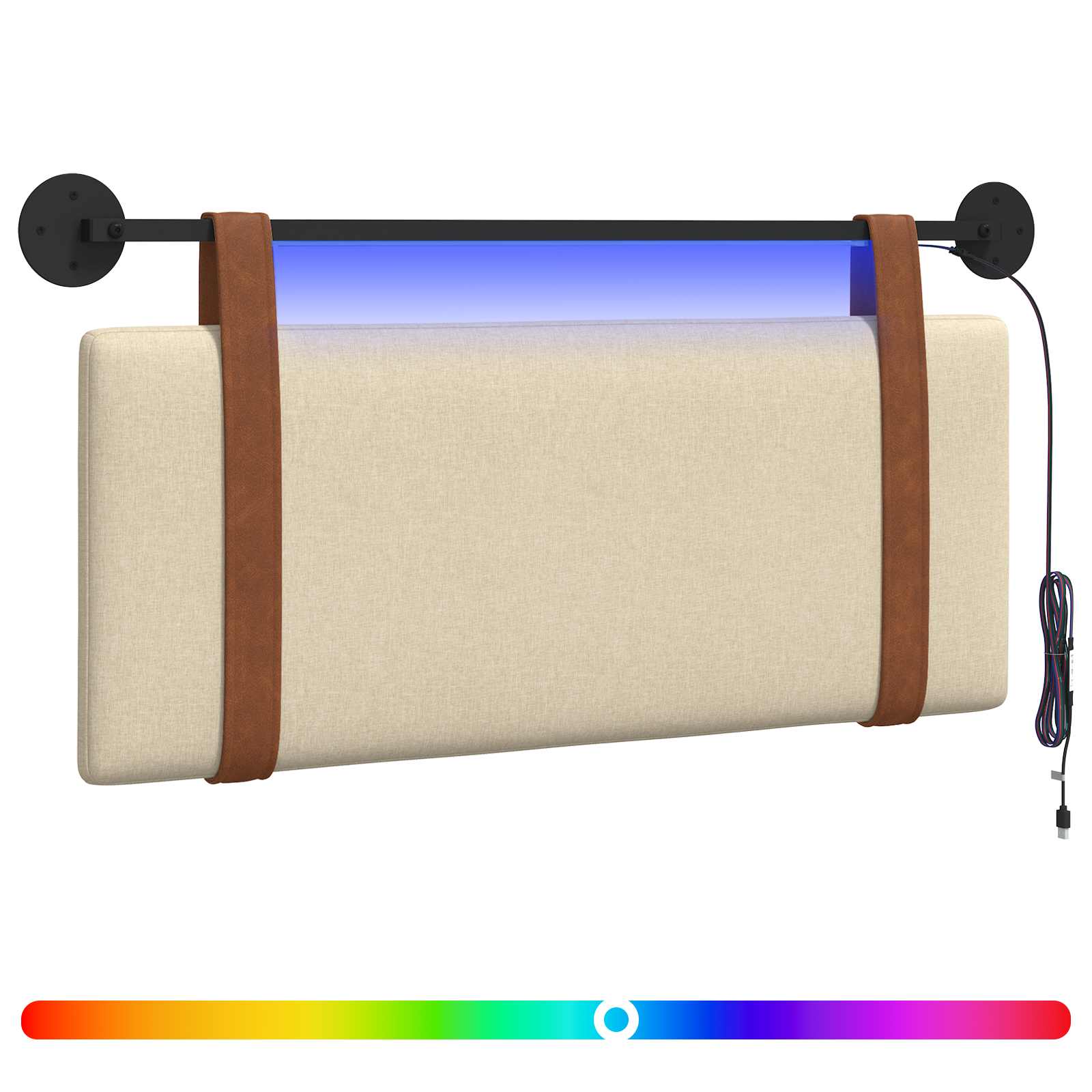 Hängendes Kopfteil Mit LED Licht Creme Antikes PU