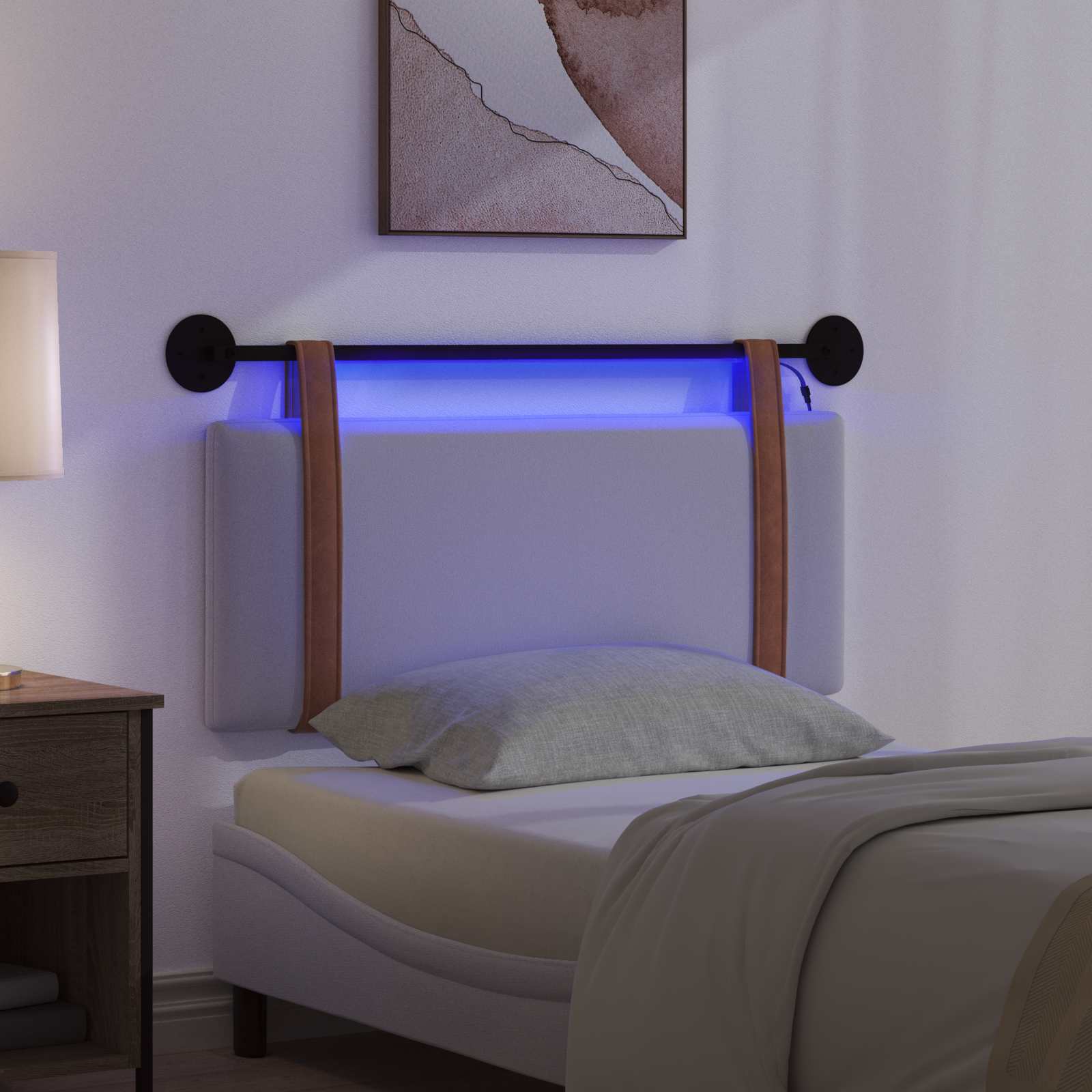 Hängendes Kopfteil Mit LED Licht Weiß Antikes PU