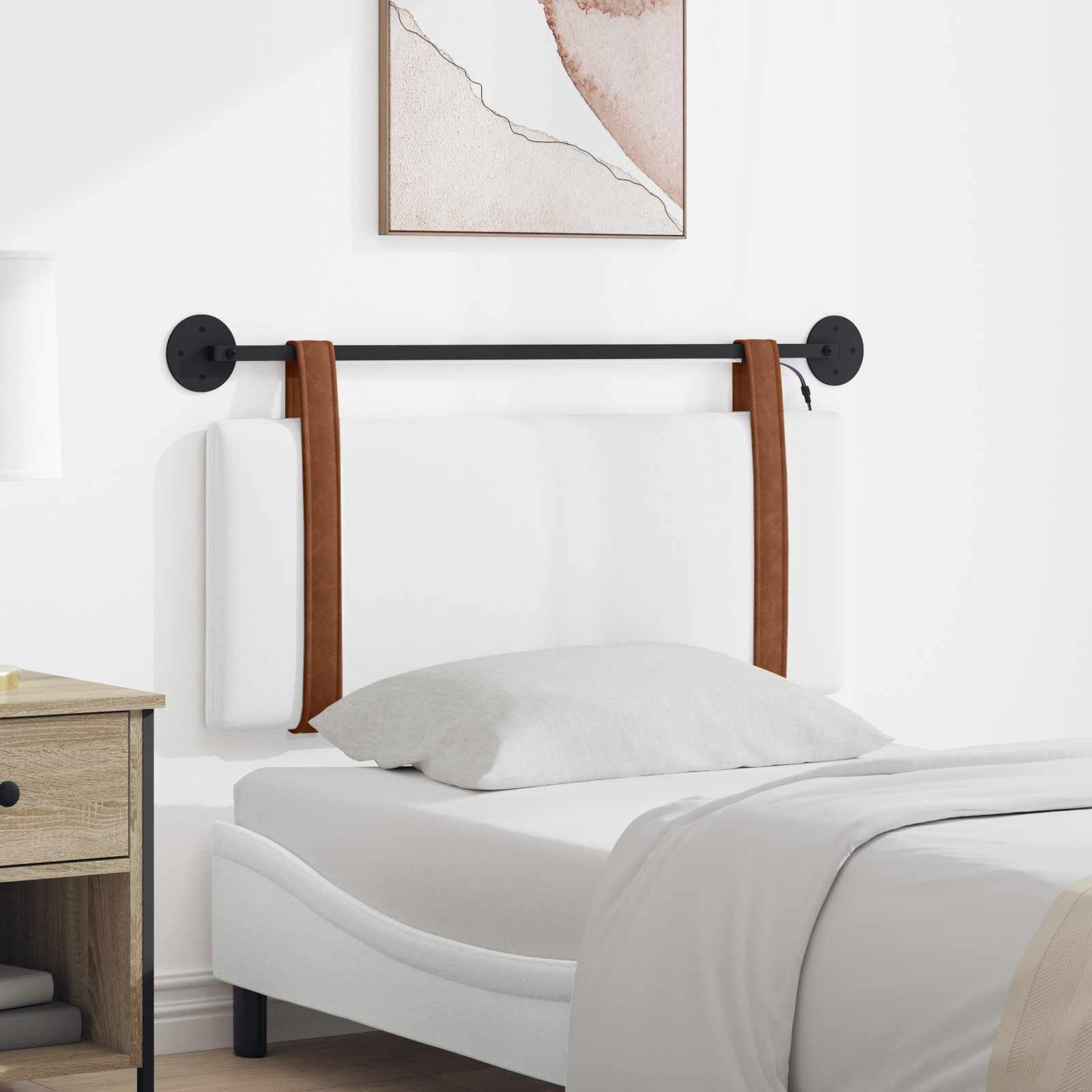 Hängendes Kopfteil Mit LED Licht Weiß Antikes PU