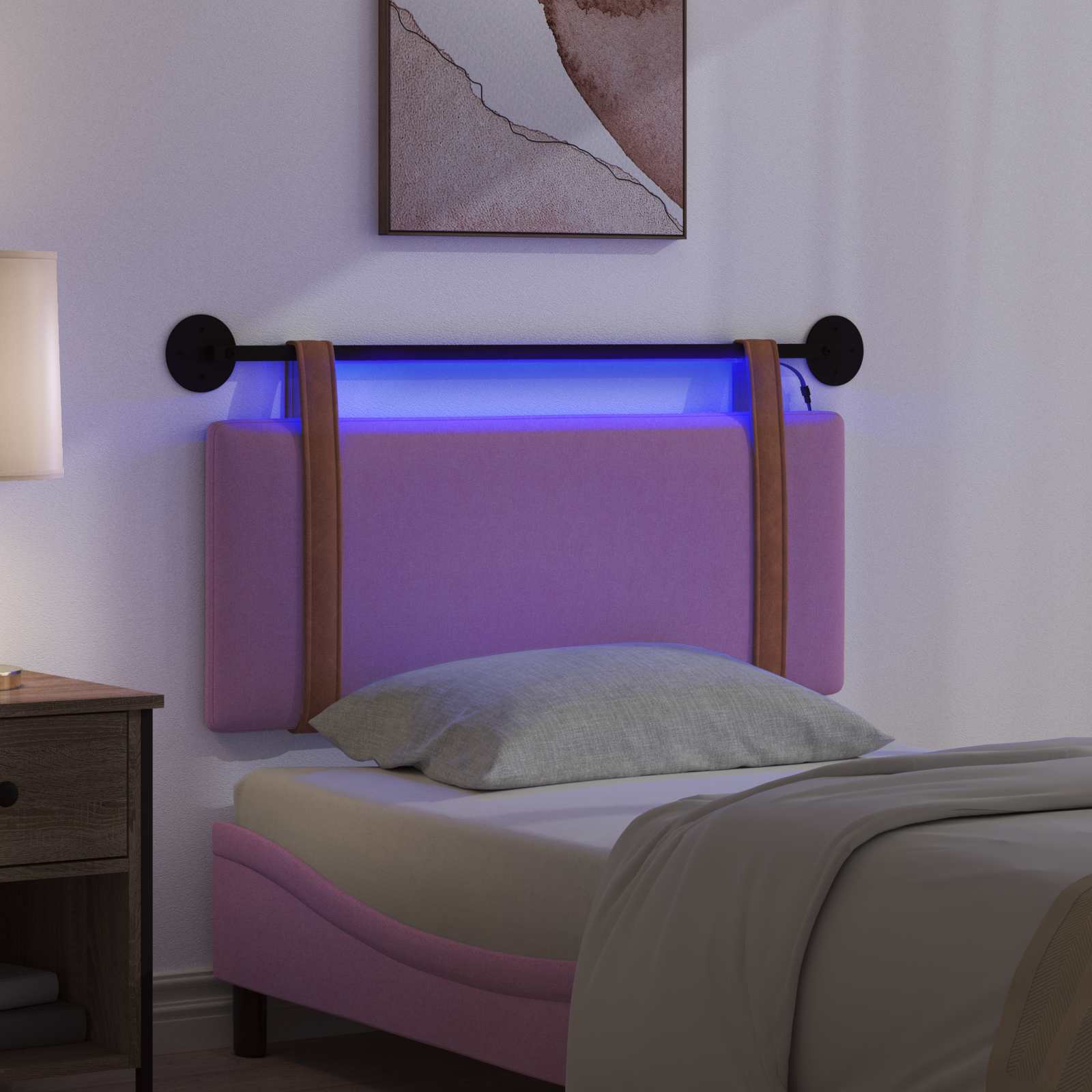 Hängendes Kopfteil Mit LED Licht Rosa Antikes PU