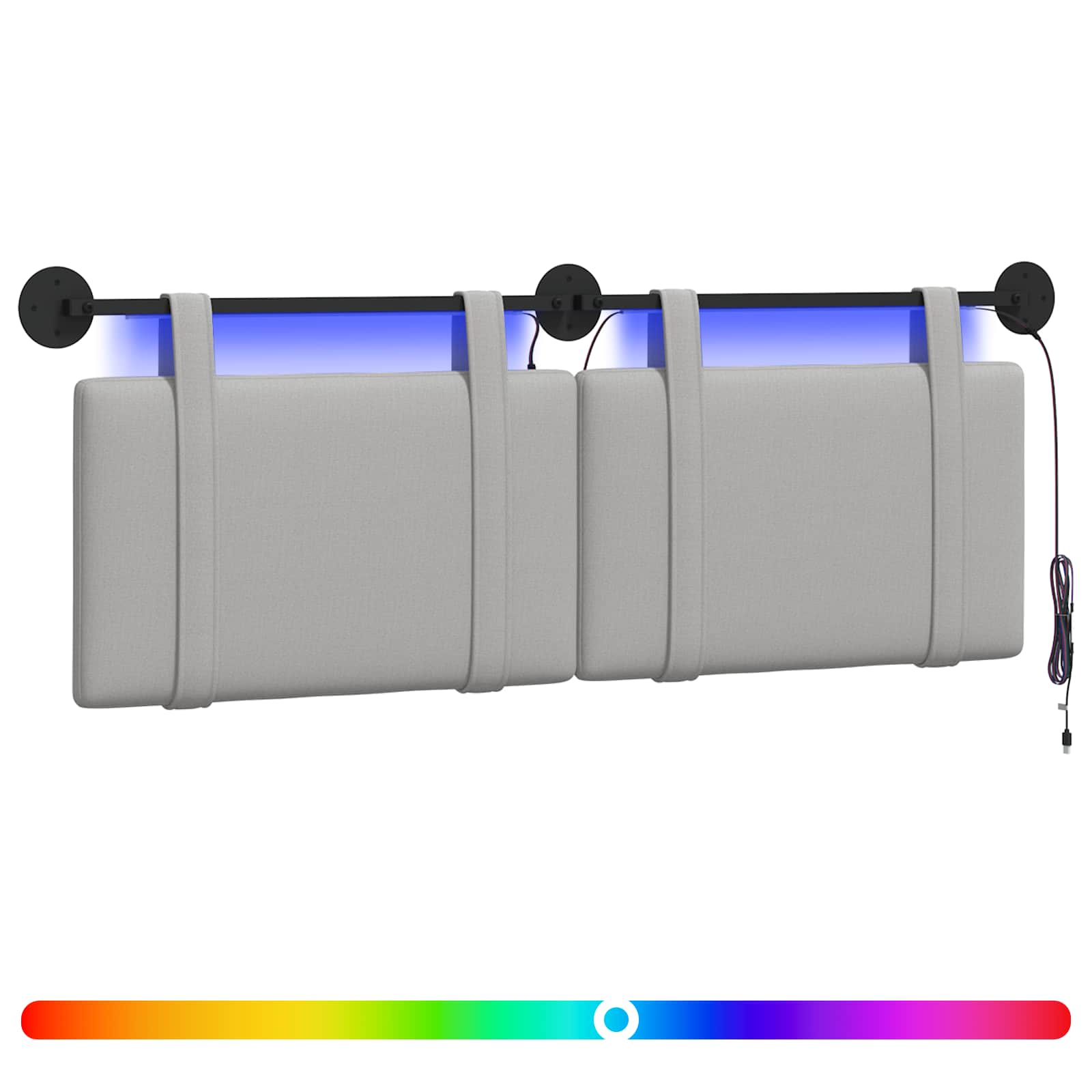 Hängendes Kopfteil Mit LED Licht Wolkengrau Stoff