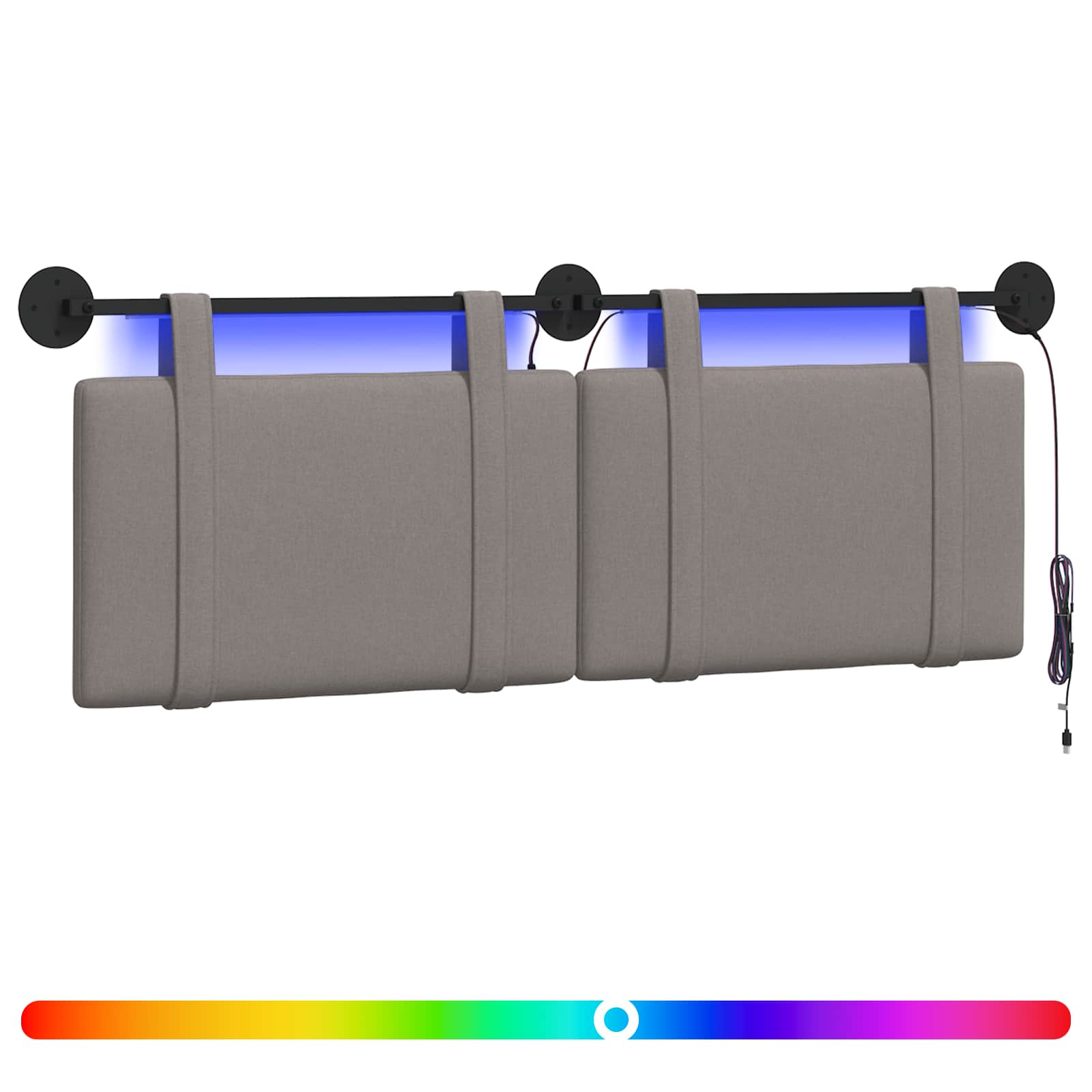 Hängendes Kopfteil Mit LED Licht Taupe Stoff