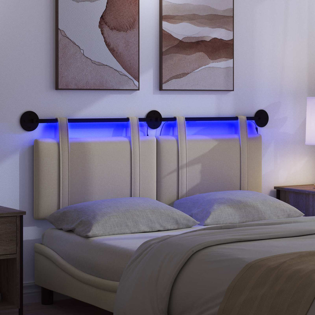 Hängendes Kopfteil Mit LED Licht Creme Stoff
