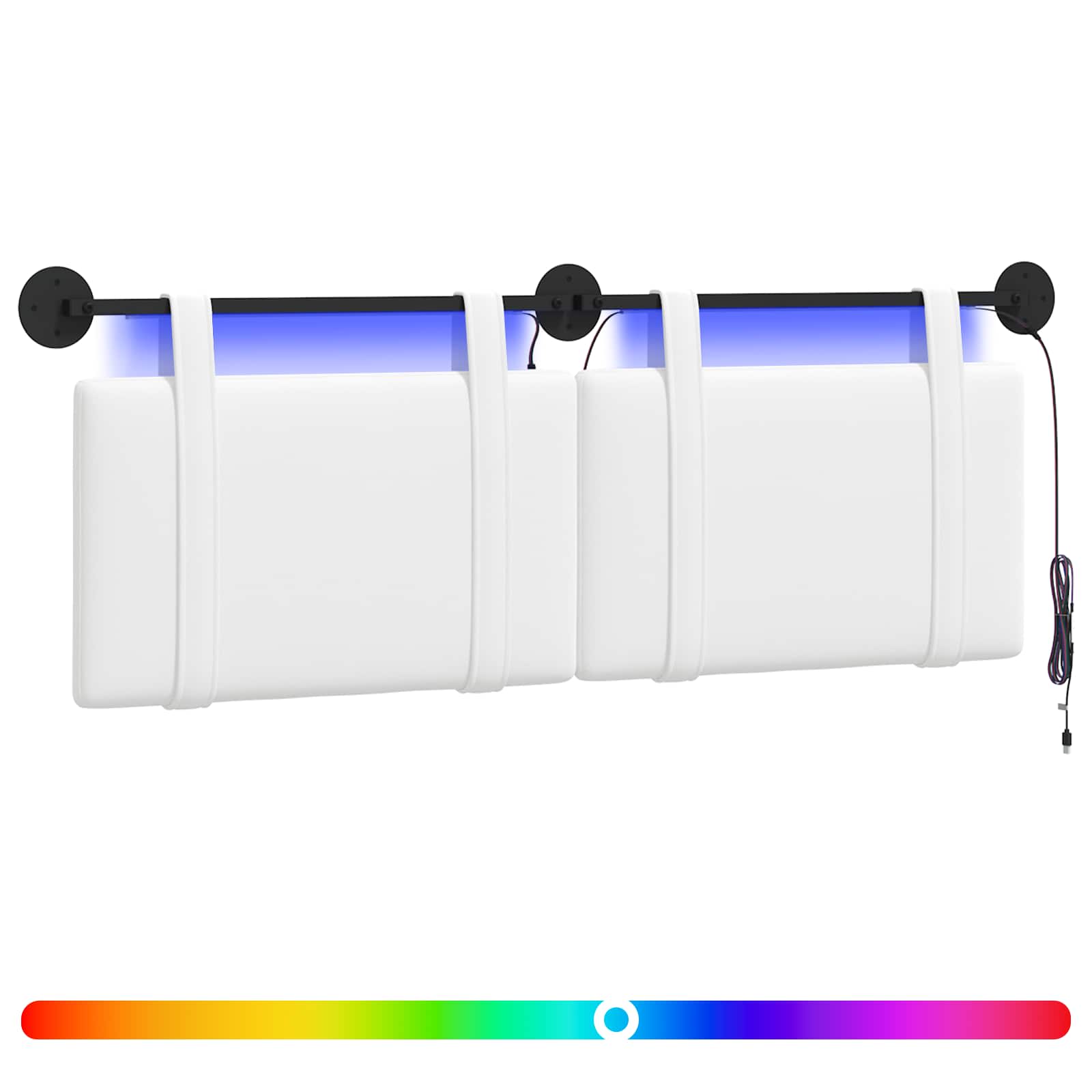 Hängendes Kopfteil Mit LED Licht Weiß Stoff