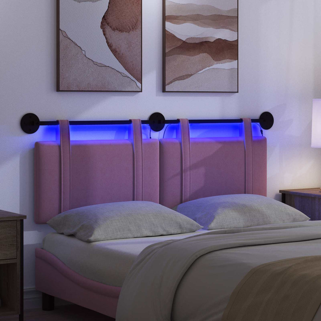 Hängendes Kopfteil Mit LED Licht Rosa Stoff
