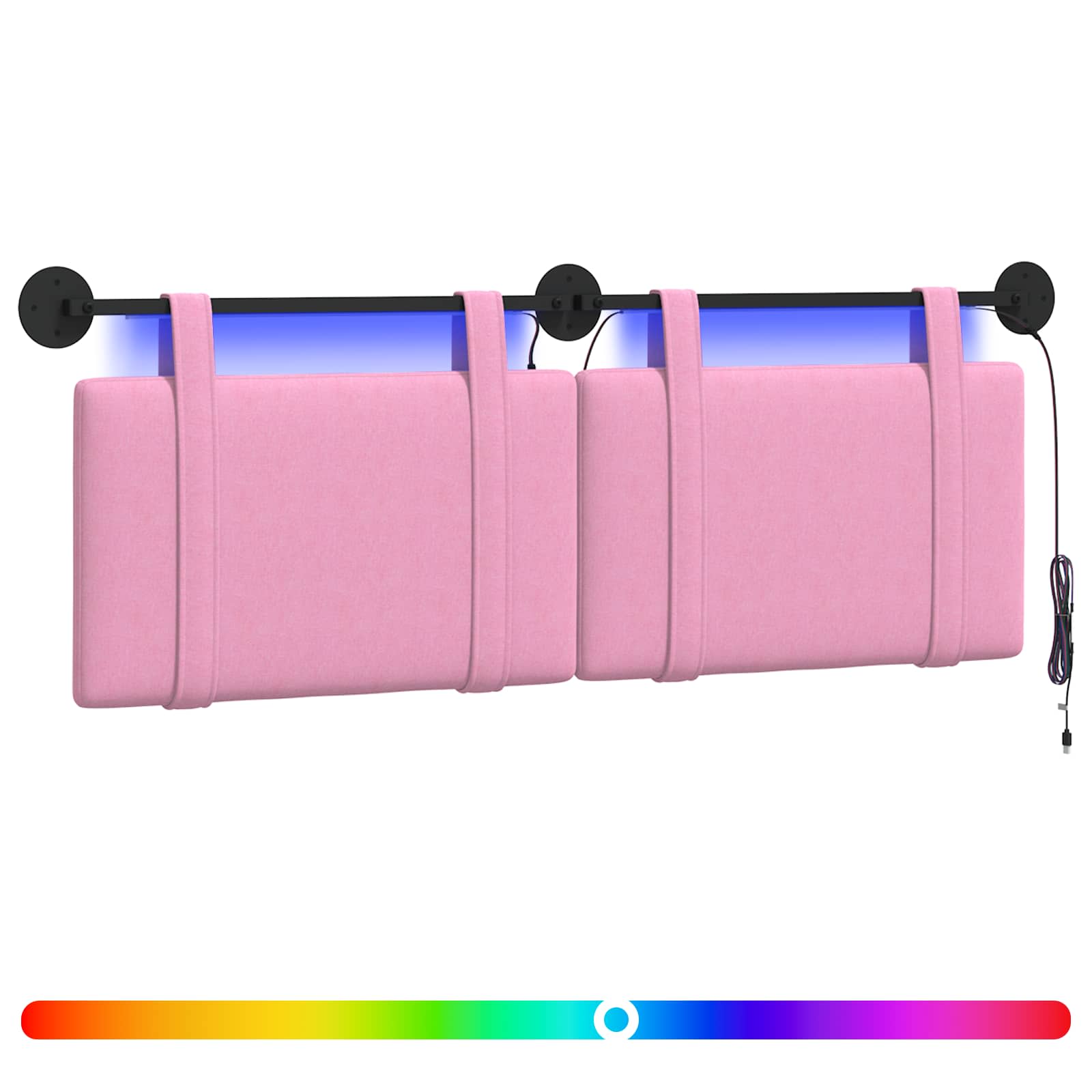 Hängendes Kopfteil Mit LED Licht Rosa Stoff
