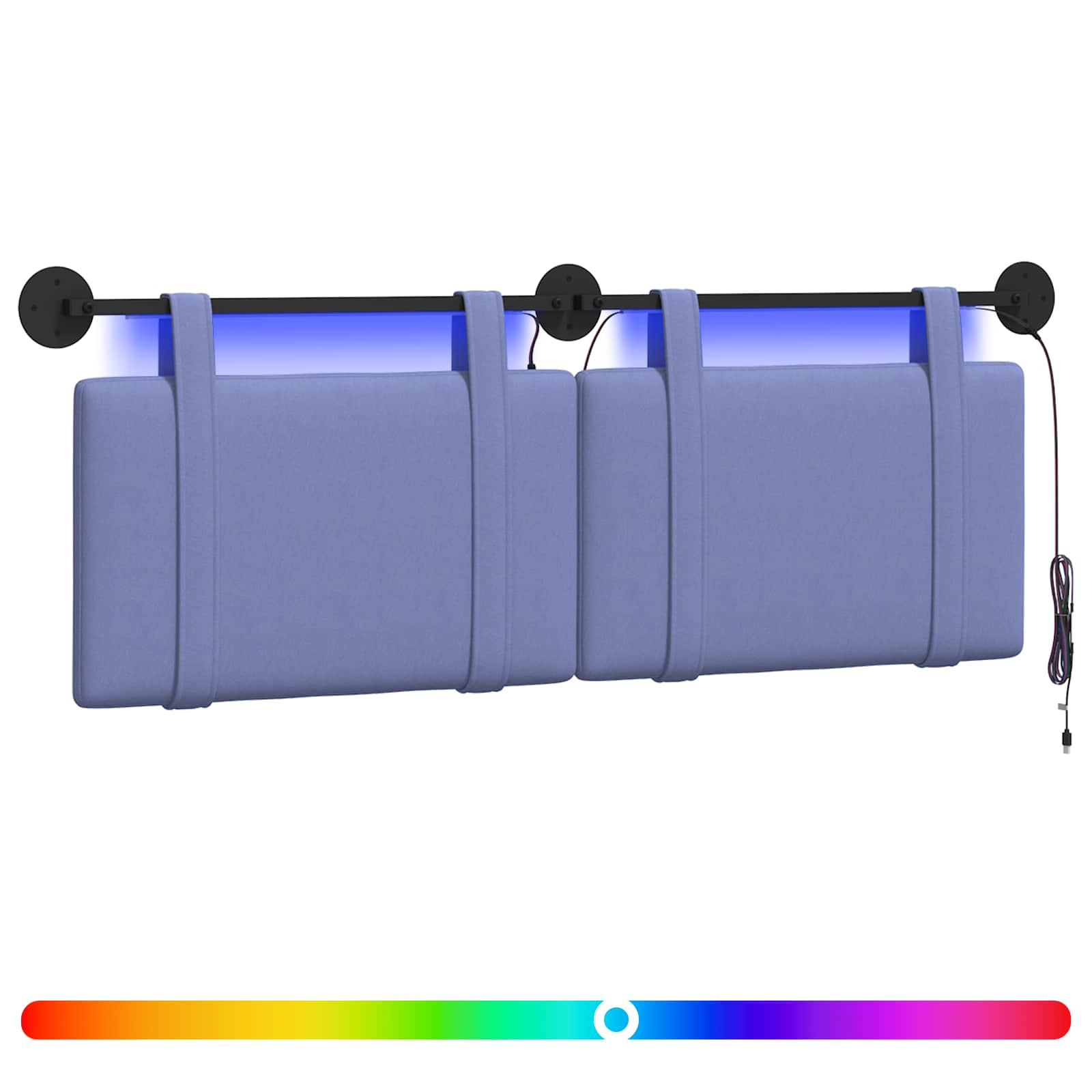 Hängendes Kopfteil Mit LED Licht Jeans blau Stoff
