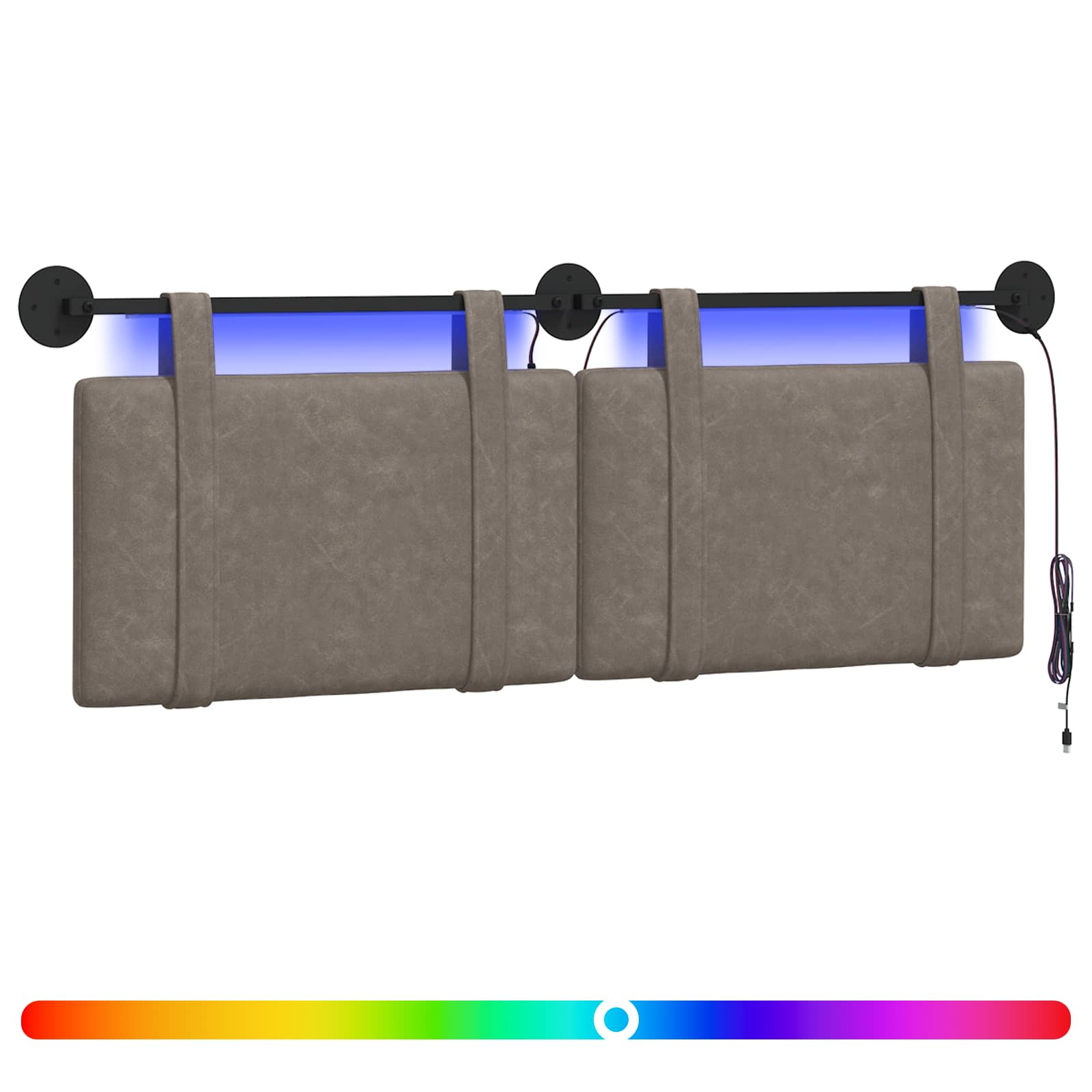 Hängendes Kopfteil Mit LED Licht Grau Antikes PU