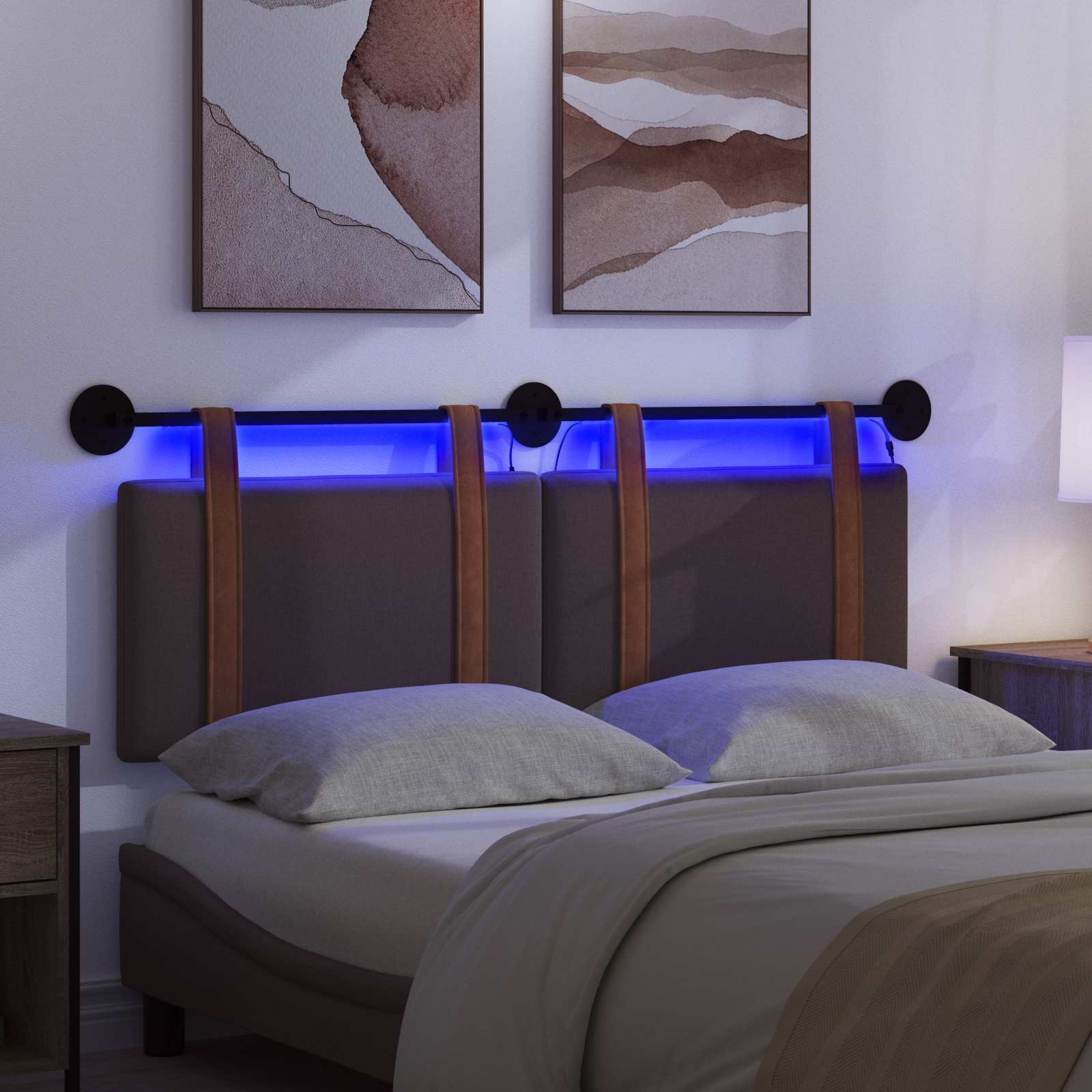 Hängendes Kopfteil Mit LED Licht Dunkelbraun Antikes PU