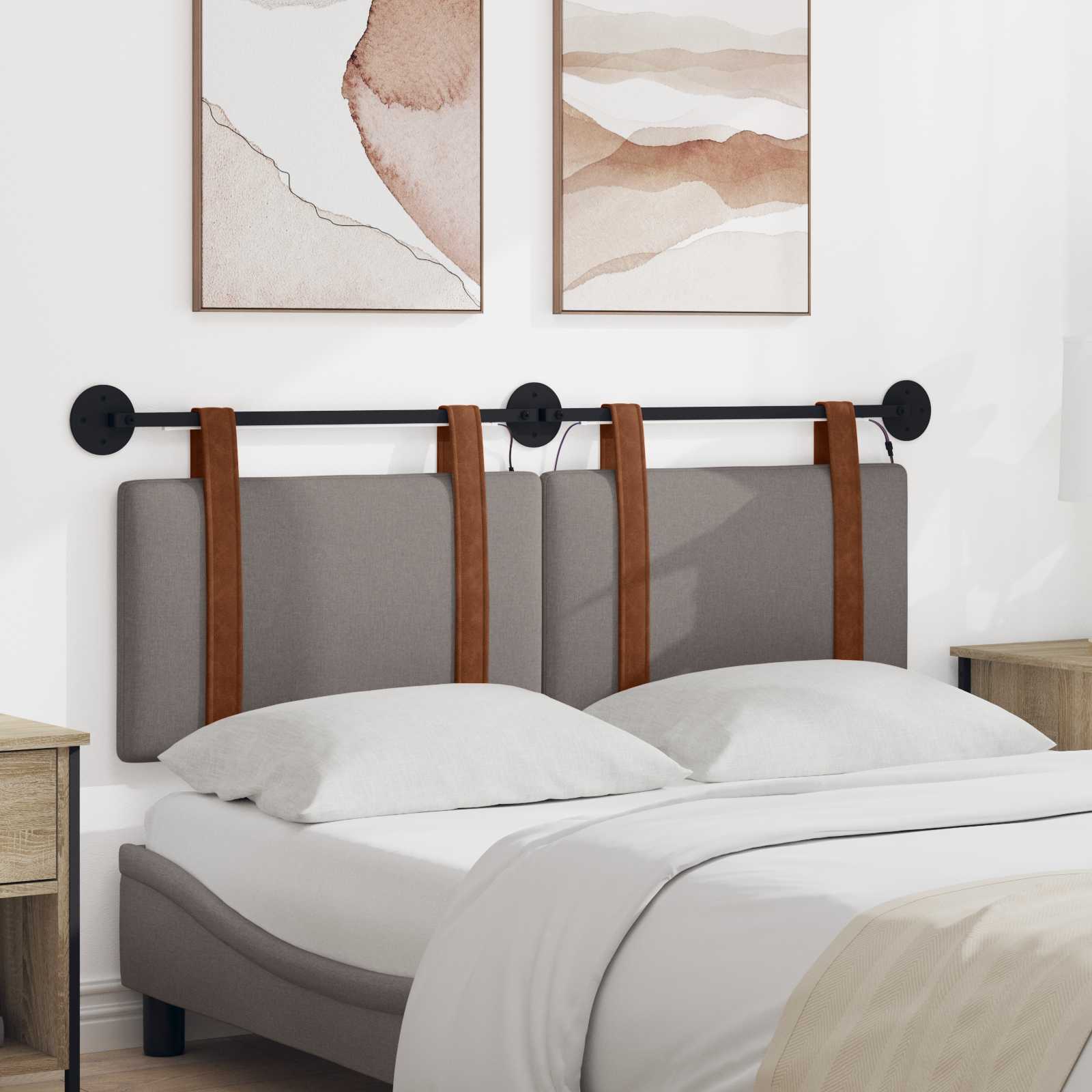Hängendes Kopfteil Mit LED Licht Taupe Antikes PU