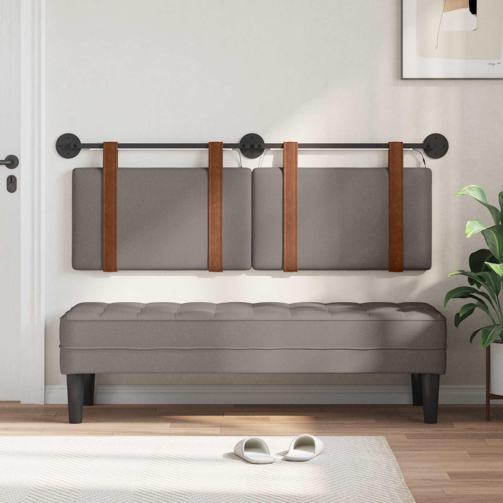 Hängendes Kopfteil Mit LED Licht Taupe Antikes PU