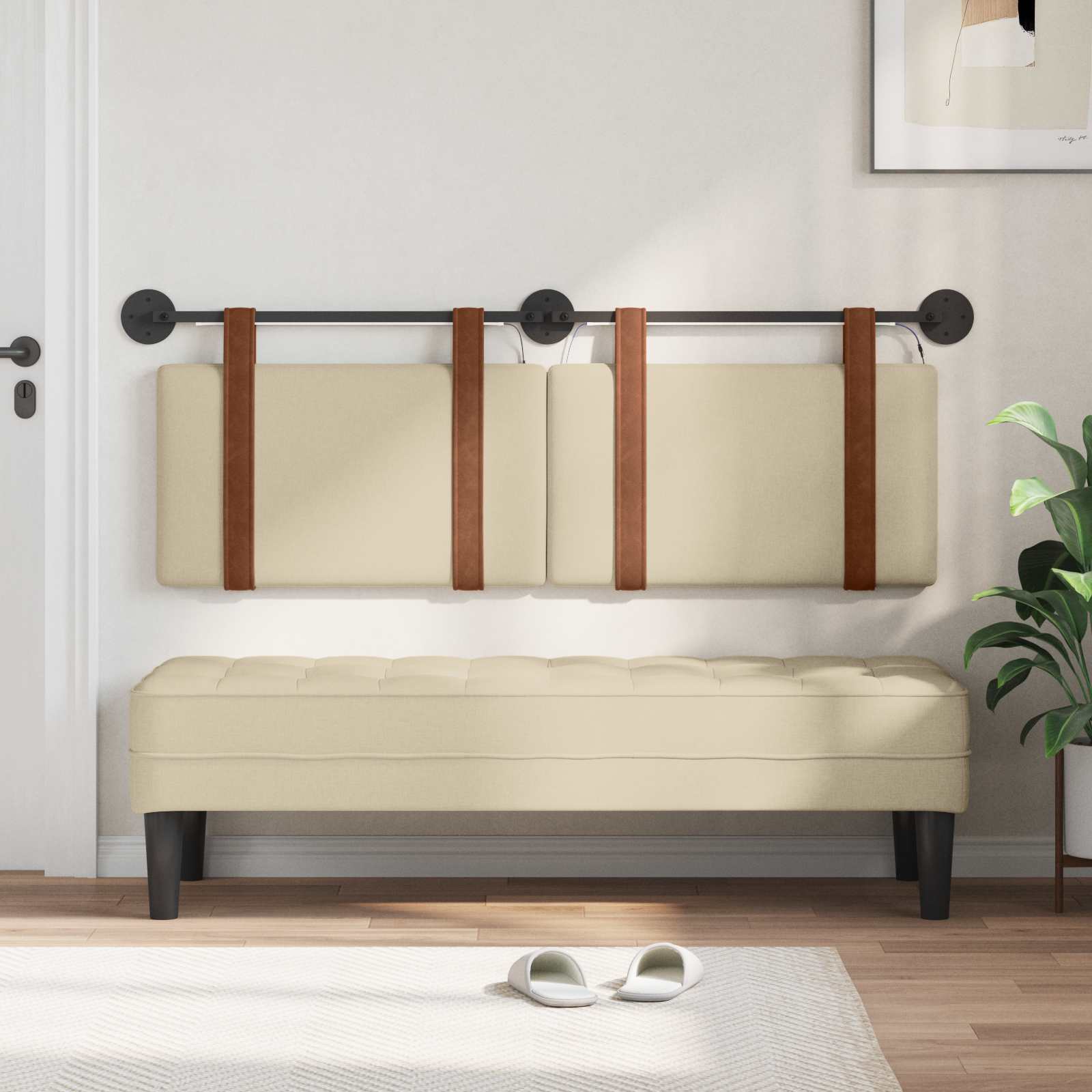 Hängendes Kopfteil Mit LED Licht Creme Antikes PU
