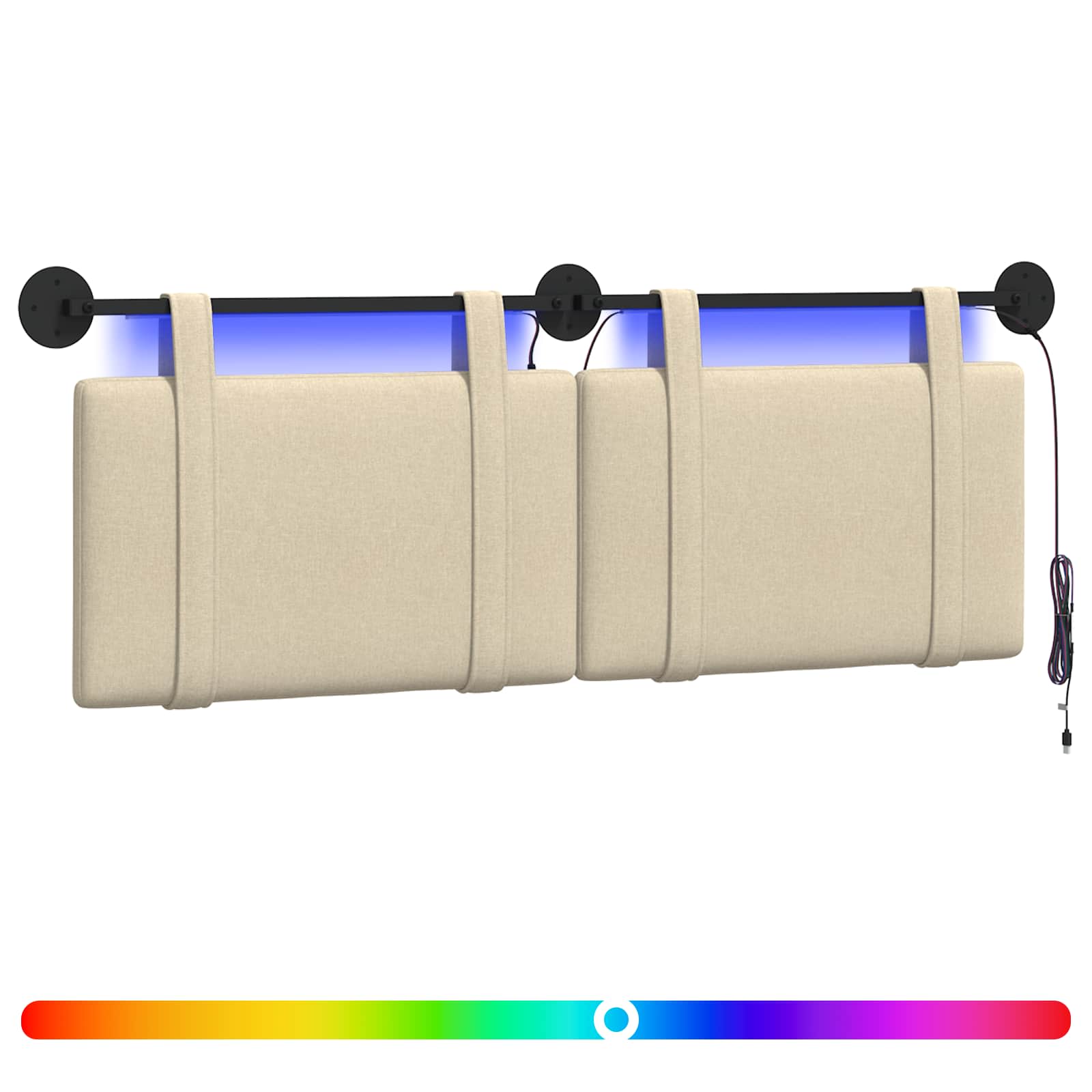 Hängendes Kopfteil Mit LED Licht Creme Stoff