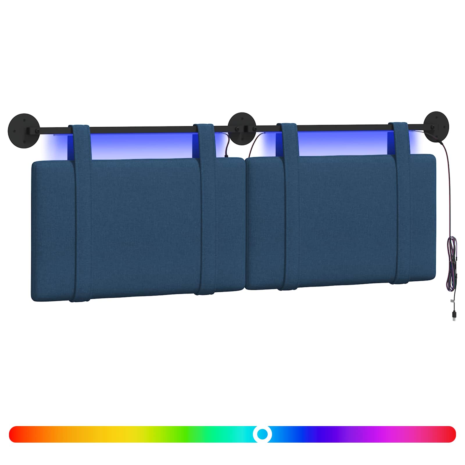 Hängendes Kopfteil Mit LED Licht Blau Stoff