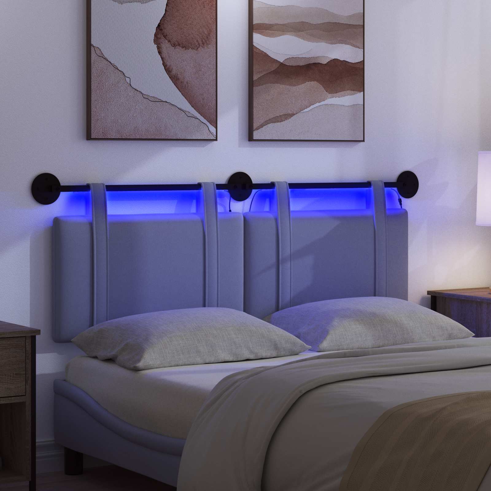 Hängendes Kopfteil Mit LED Licht Jeans blau Stoff