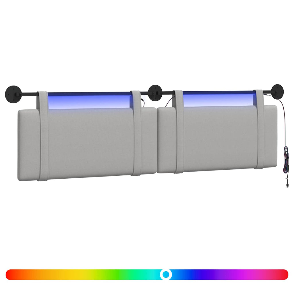 Hängendes Kopfteil Mit LED Licht Wolkengrau Stoff